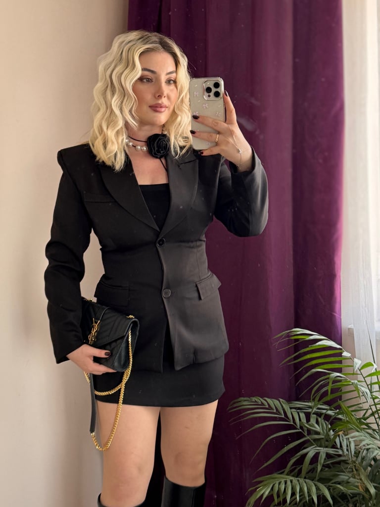 Siyah Blazer Ceket- Etek Takım