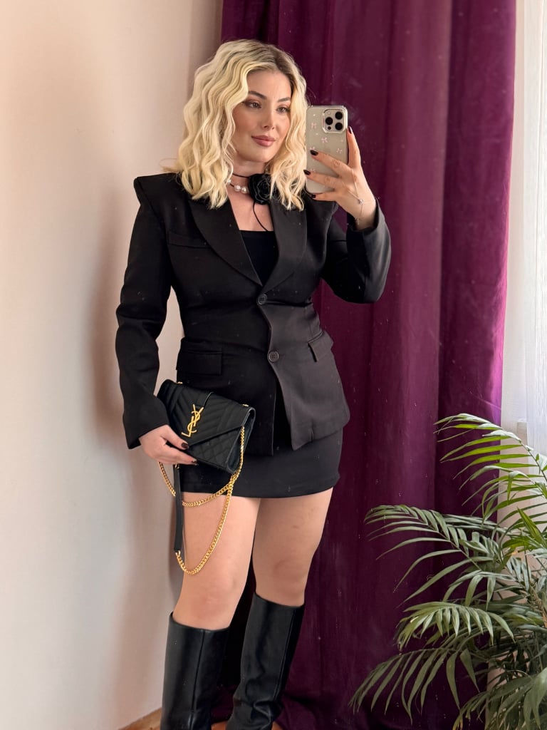 Siyah Blazer Ceket- Etek Takım