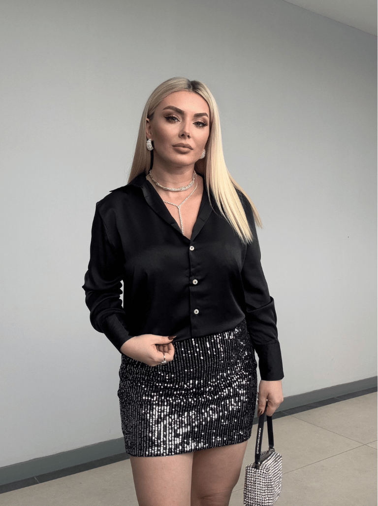 Siyah Saten Gömlek
