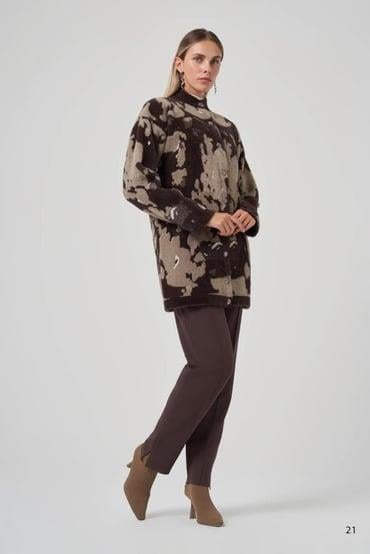  Kendinden Desenli Angora Hırka