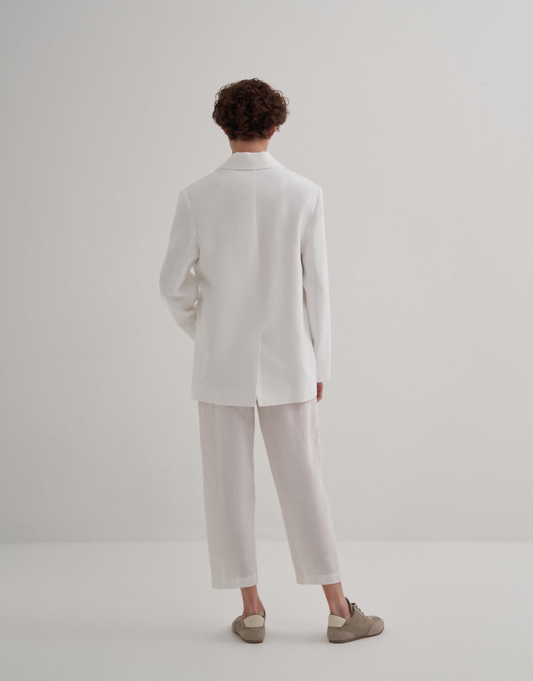 %100 Keten Blazer Ekru