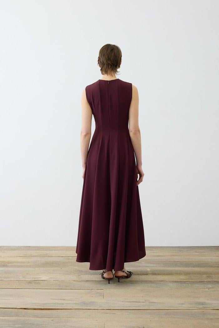 ALİZA KREP KOLSUZ OTURTMALI ELBİSE BORDO