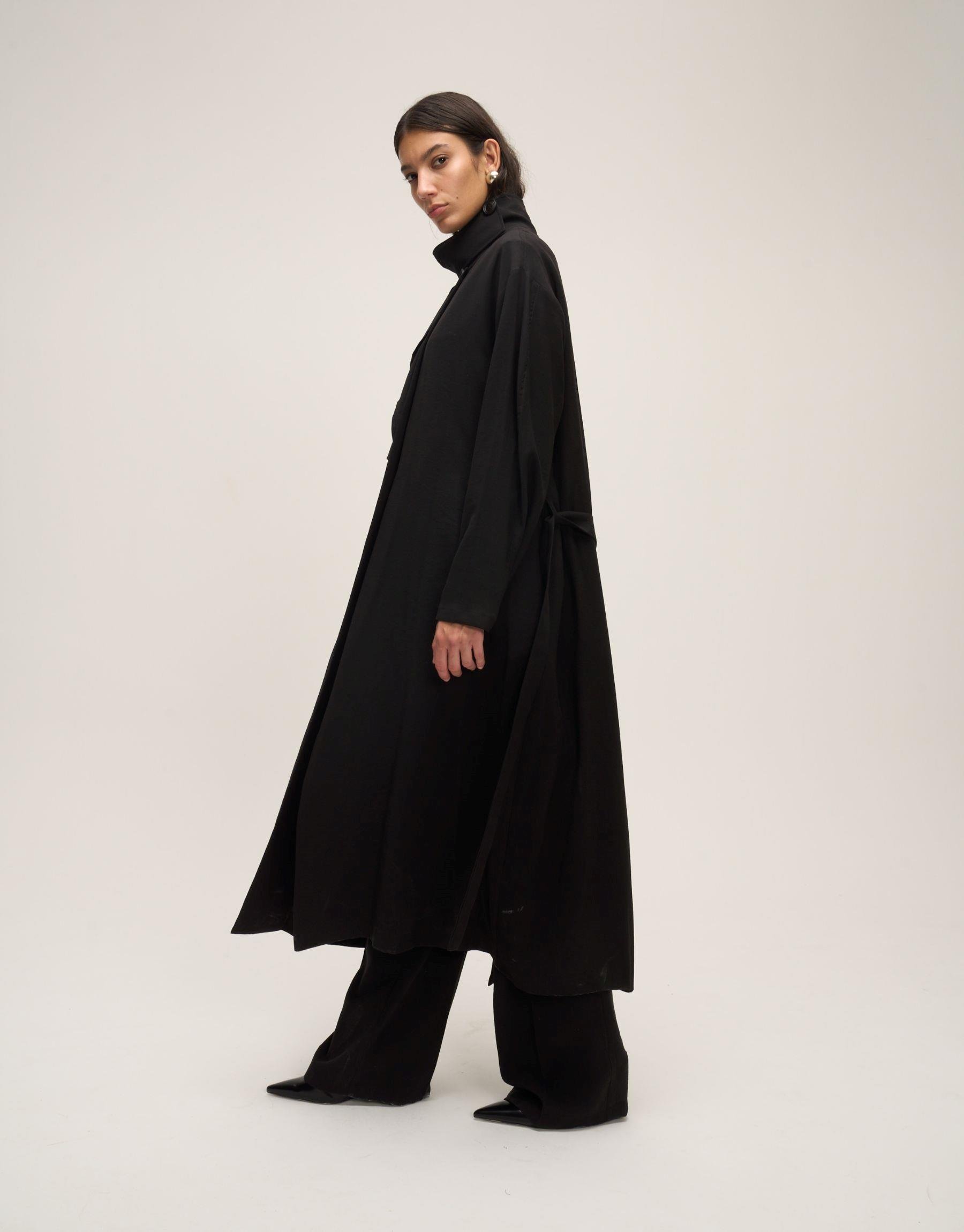 Aller Detaylı Modal Trenç Siyah