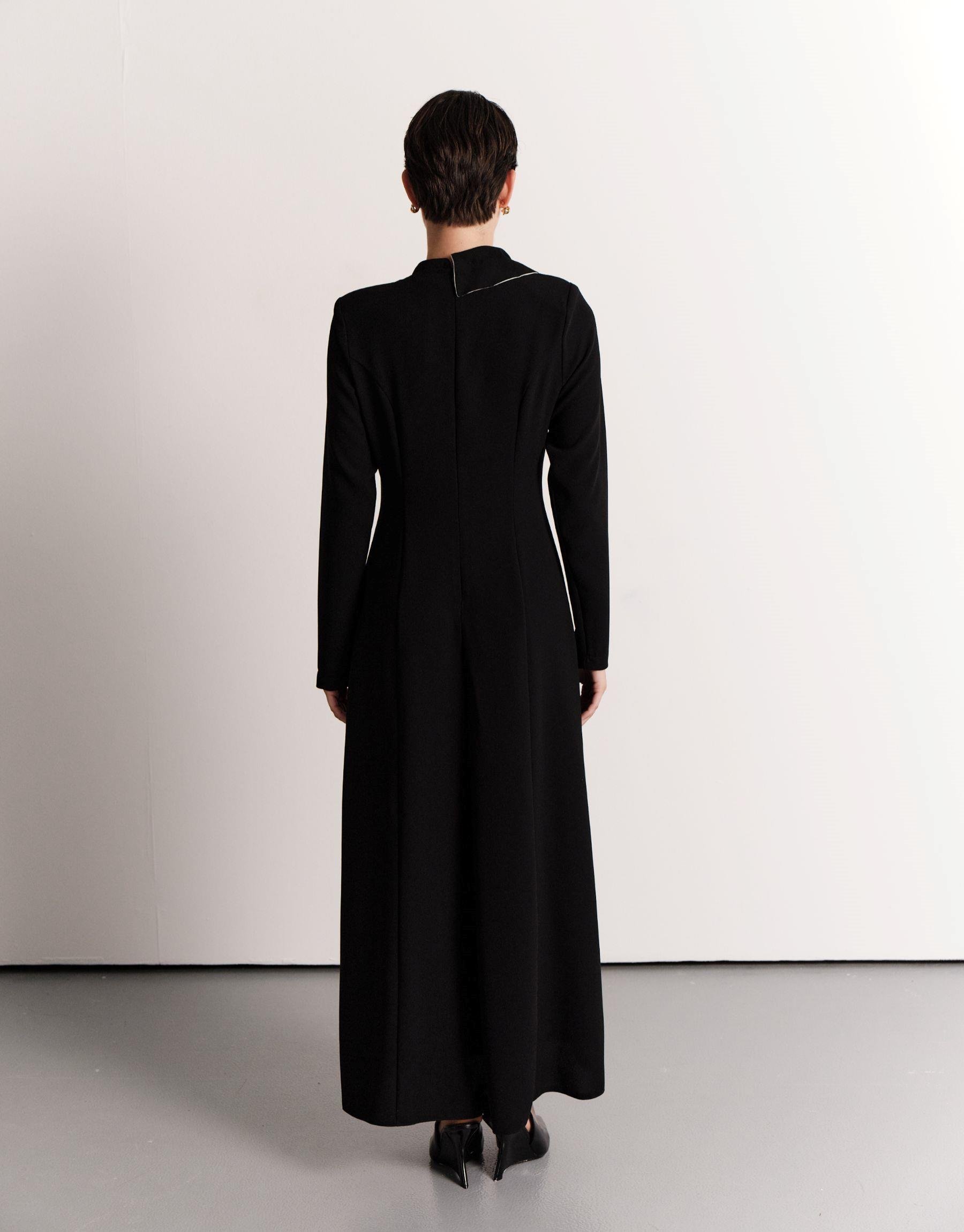 Aller Parçalı Fit Elbise Siyah