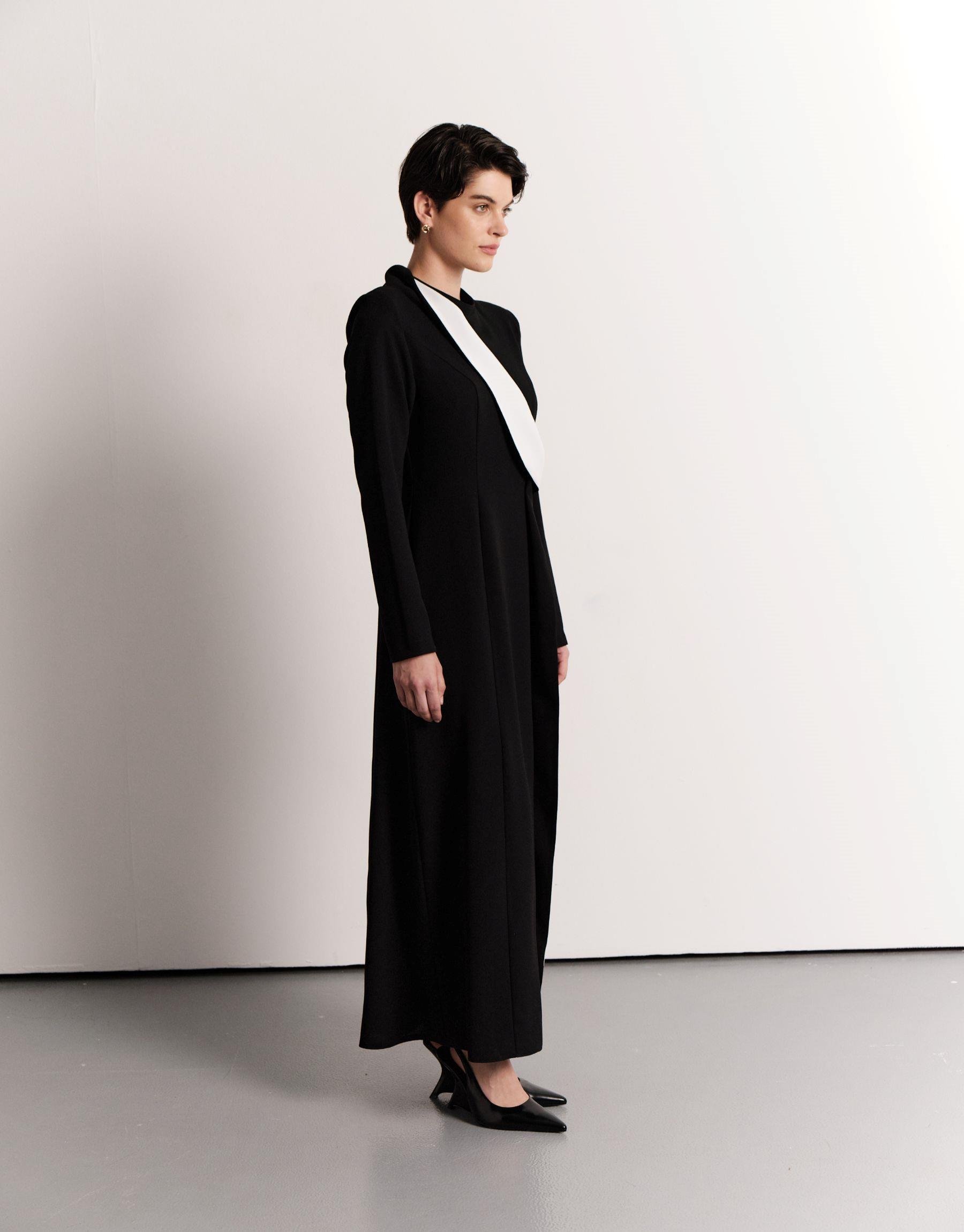 Aller Parçalı Fit Elbise Siyah