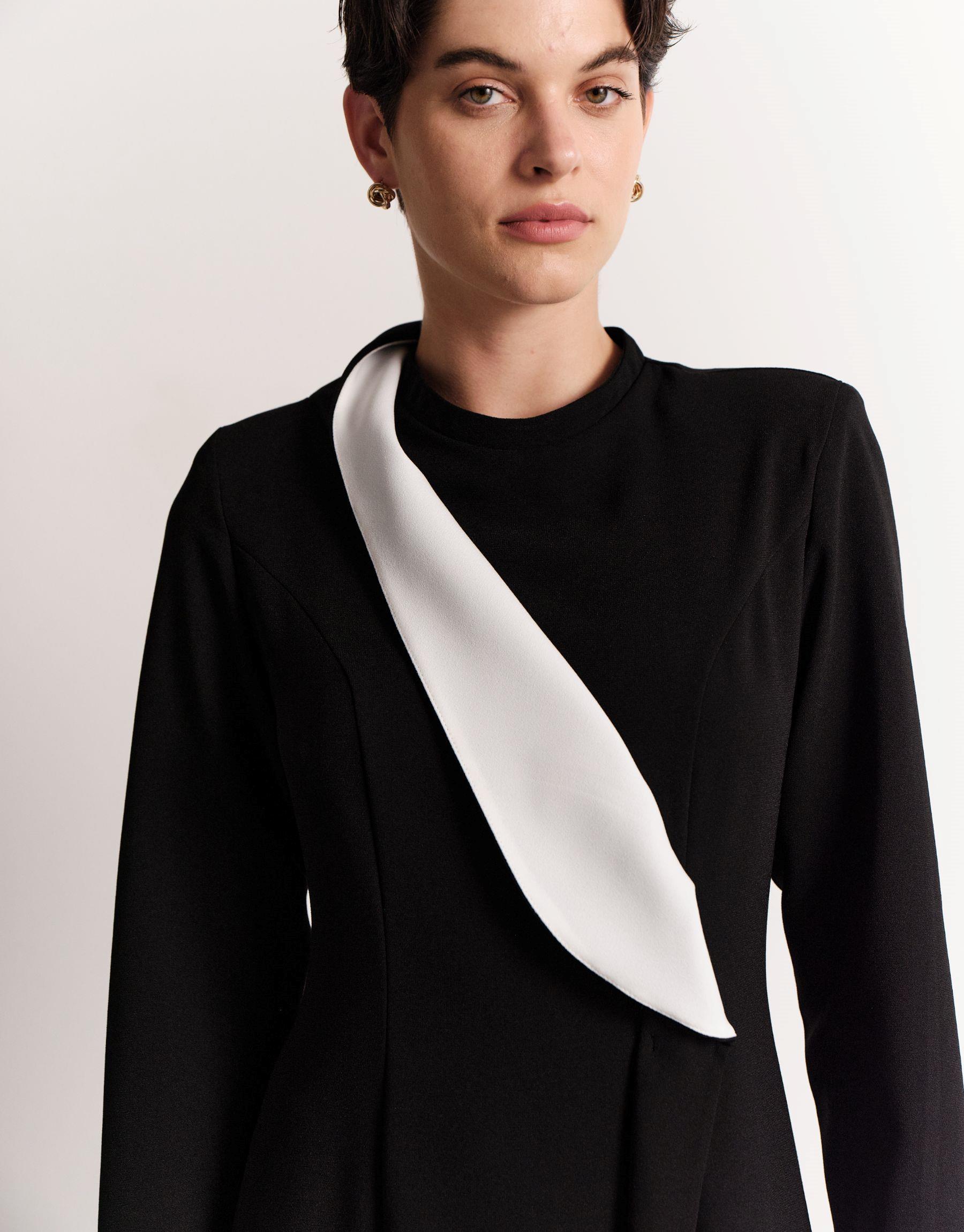 Aller Parçalı Fit Elbise Siyah