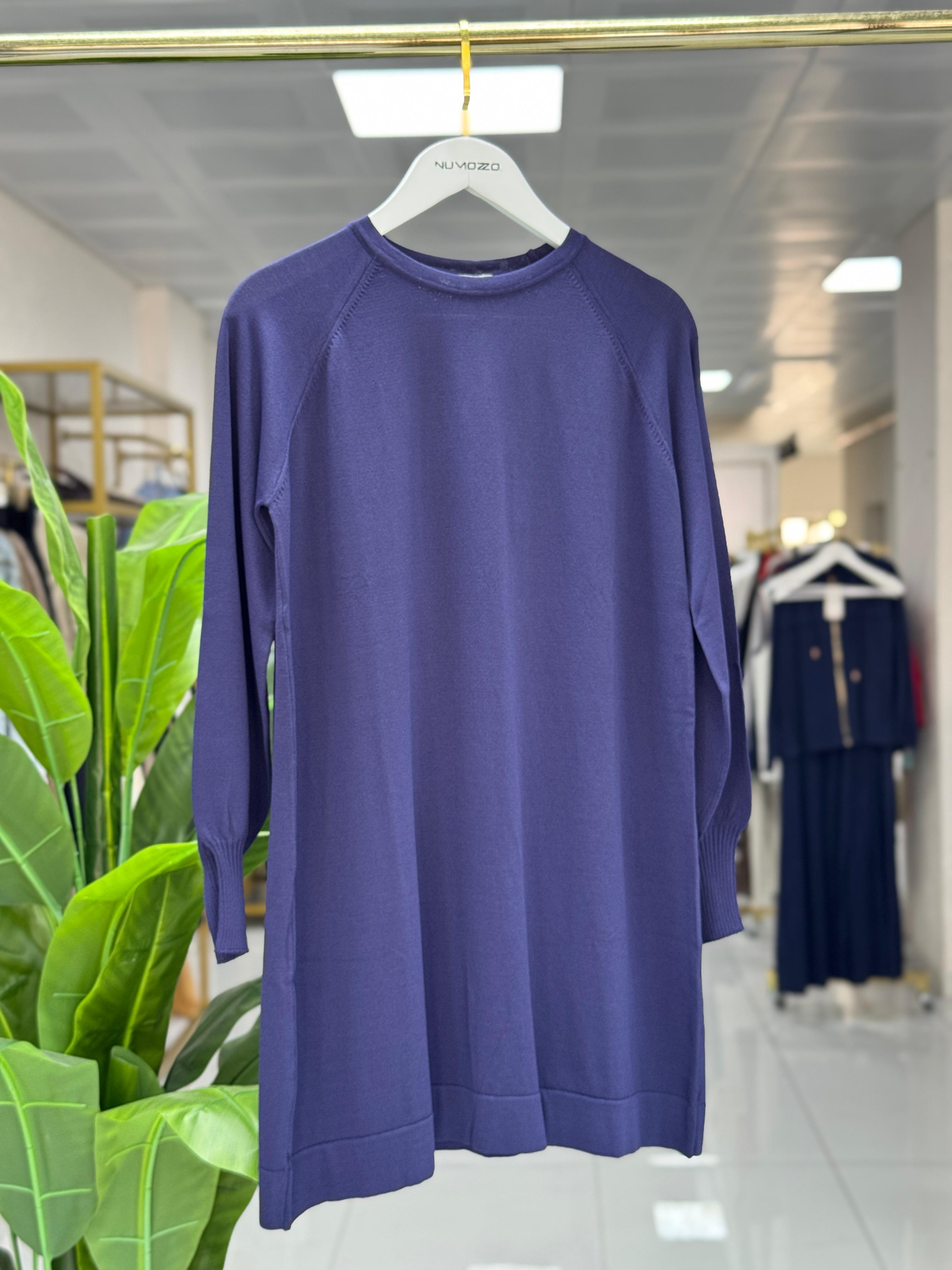 Balon Kol Merserize Tunik Lacivert 