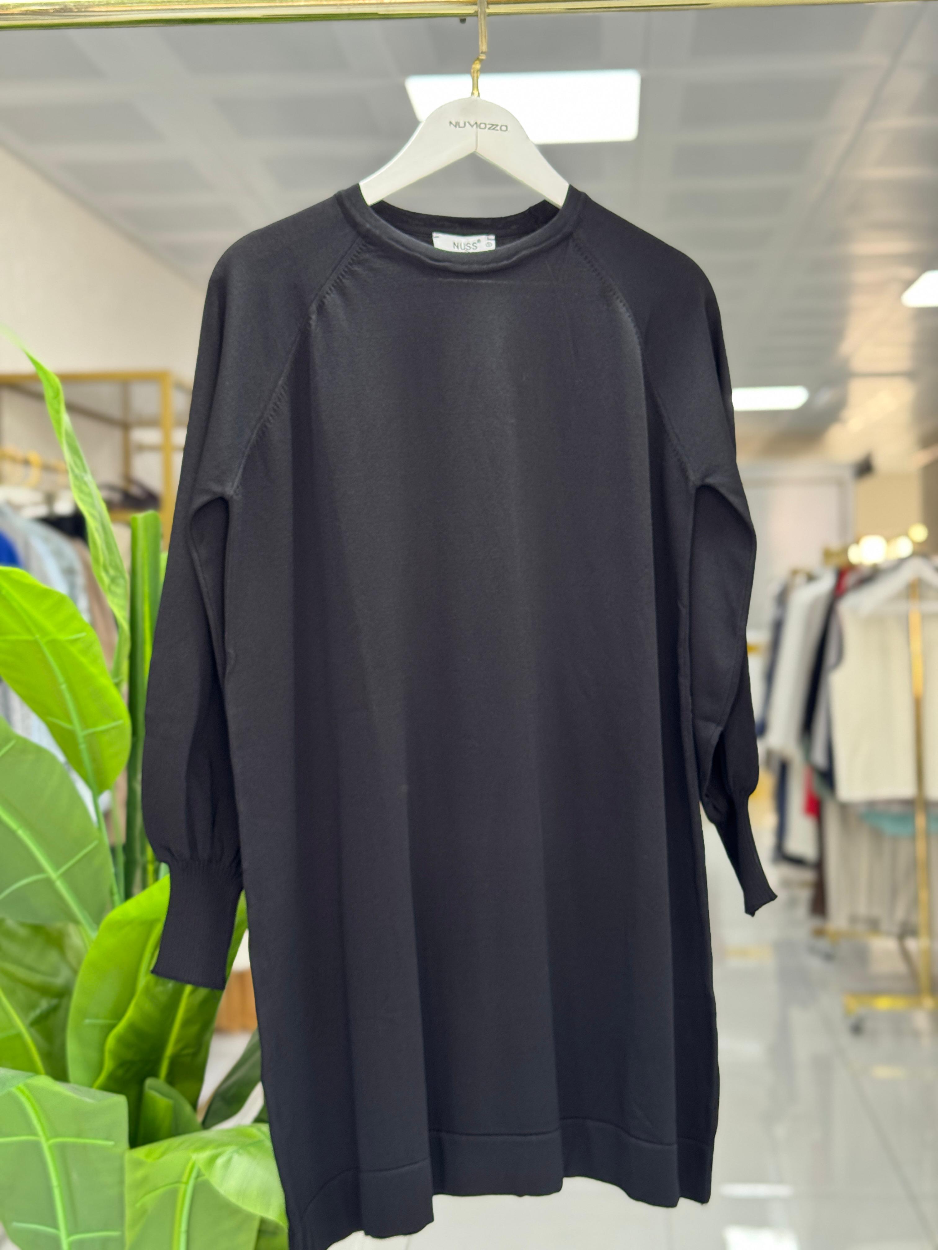 Balon Kol Merserize Tunik Siyah