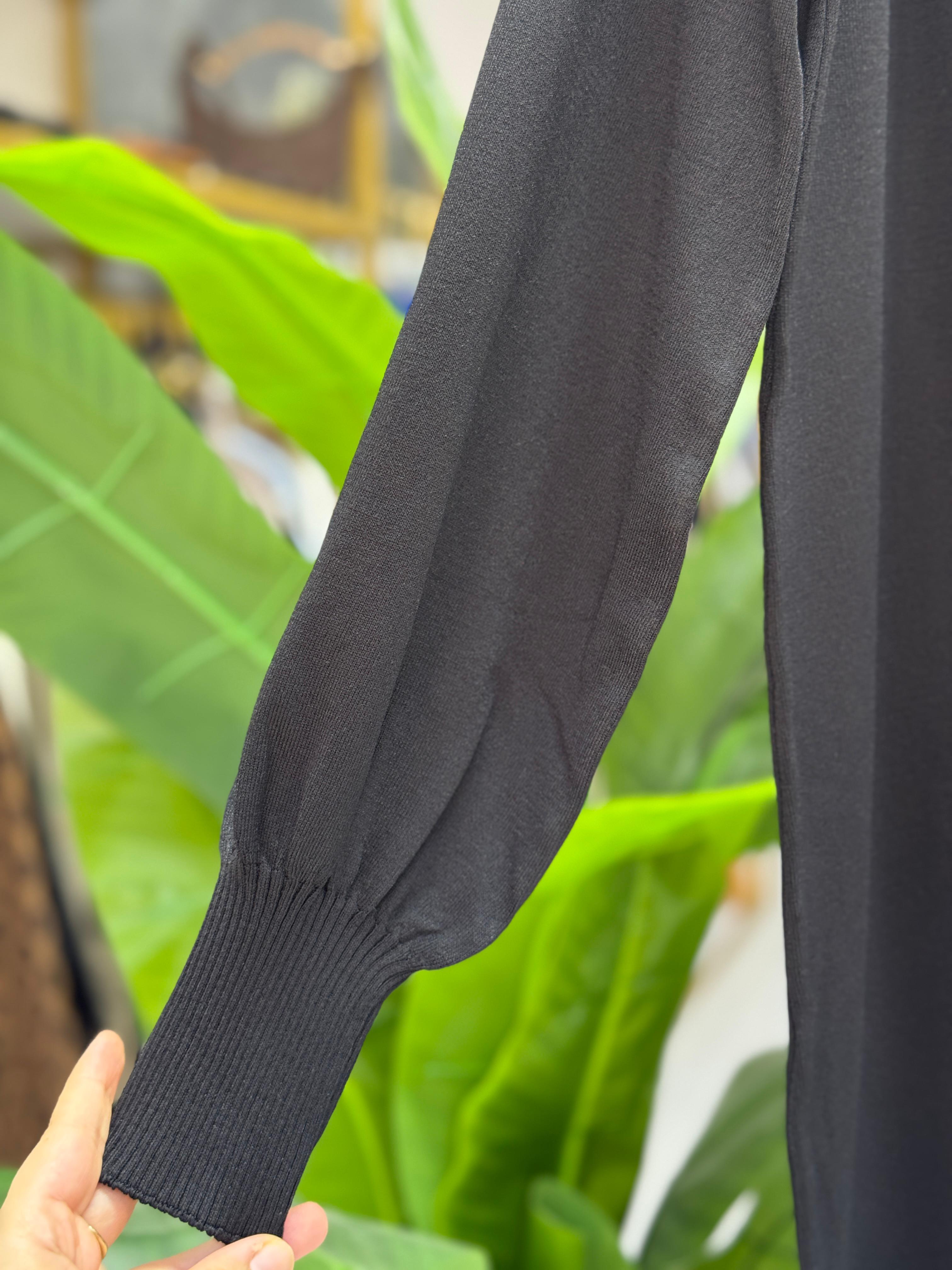 Balon Kol Merserize Tunik Siyah