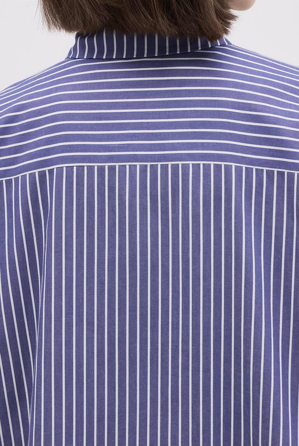 Basic Çizgili Gömlek Koyu Mavi