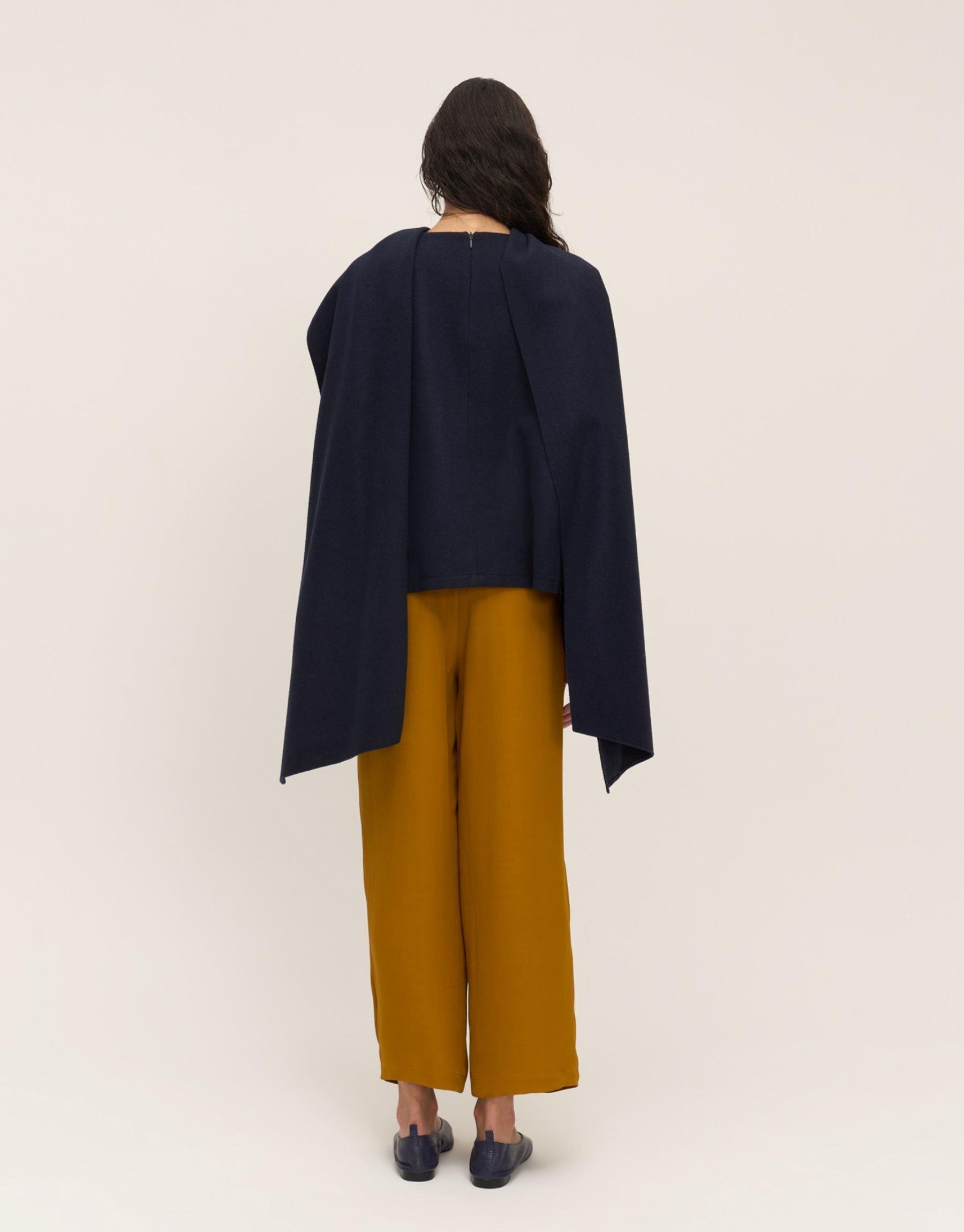 Çift Atkılı Kaşe Bluz Lacivert