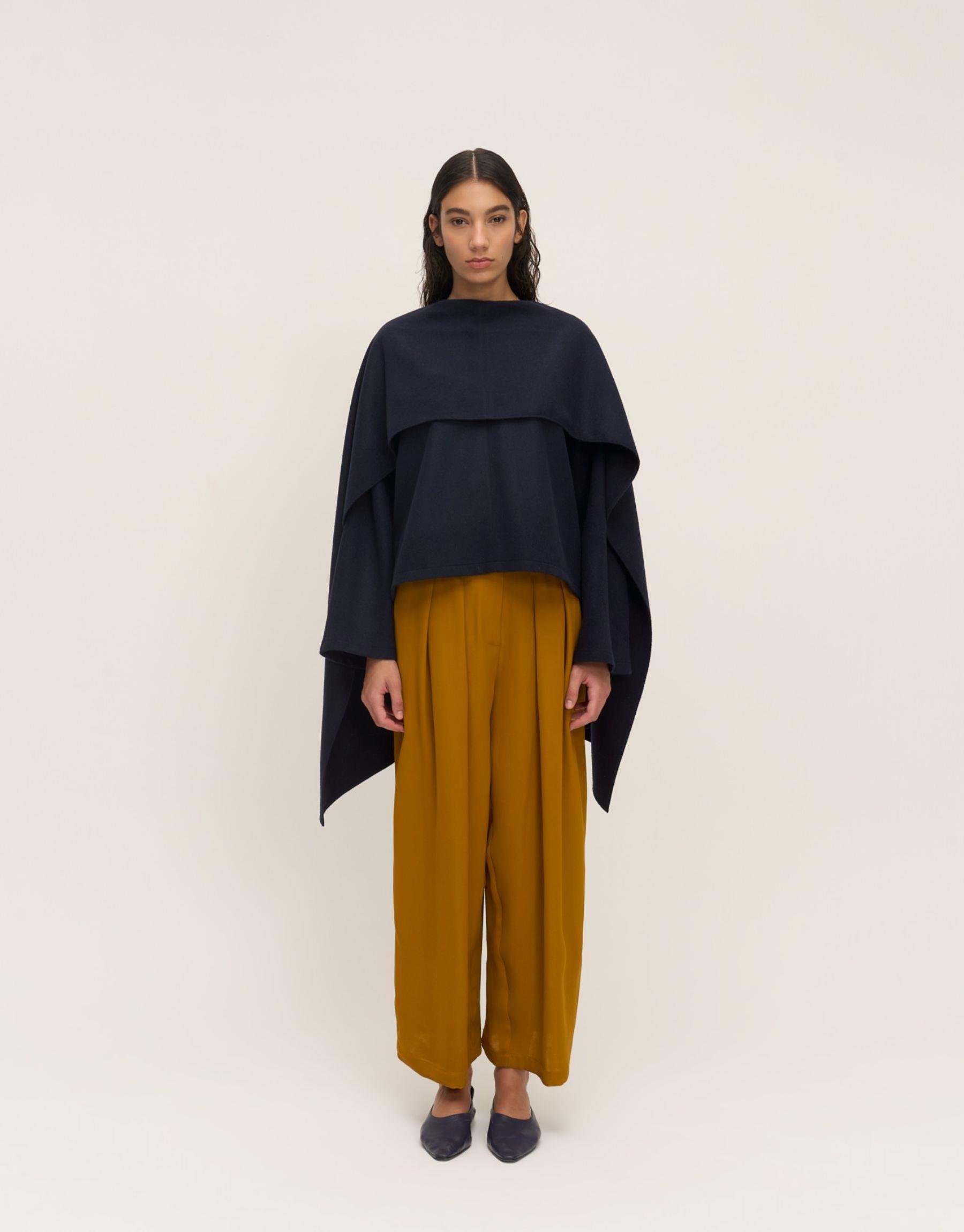 Çift Atkılı Kaşe Bluz Lacivert