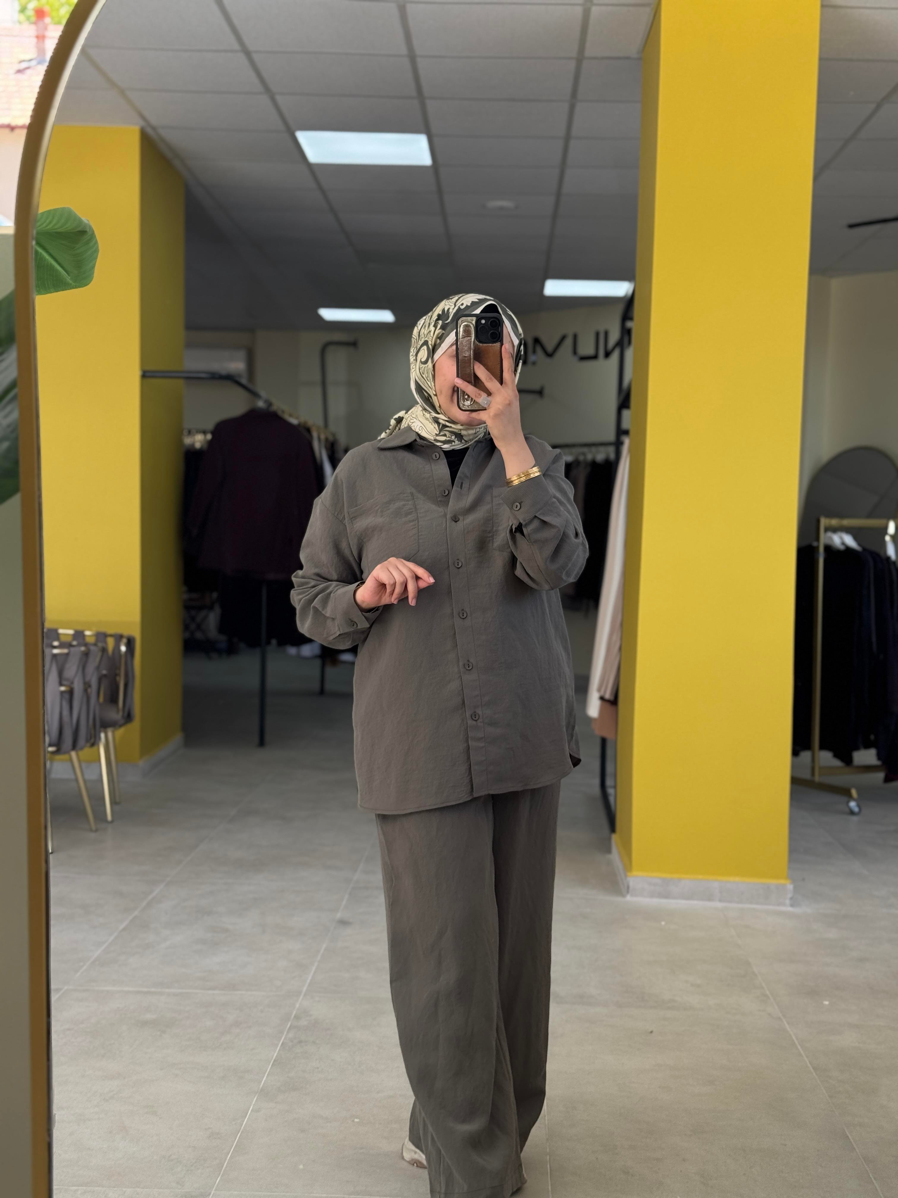 Çizgili Basic Takım Haki