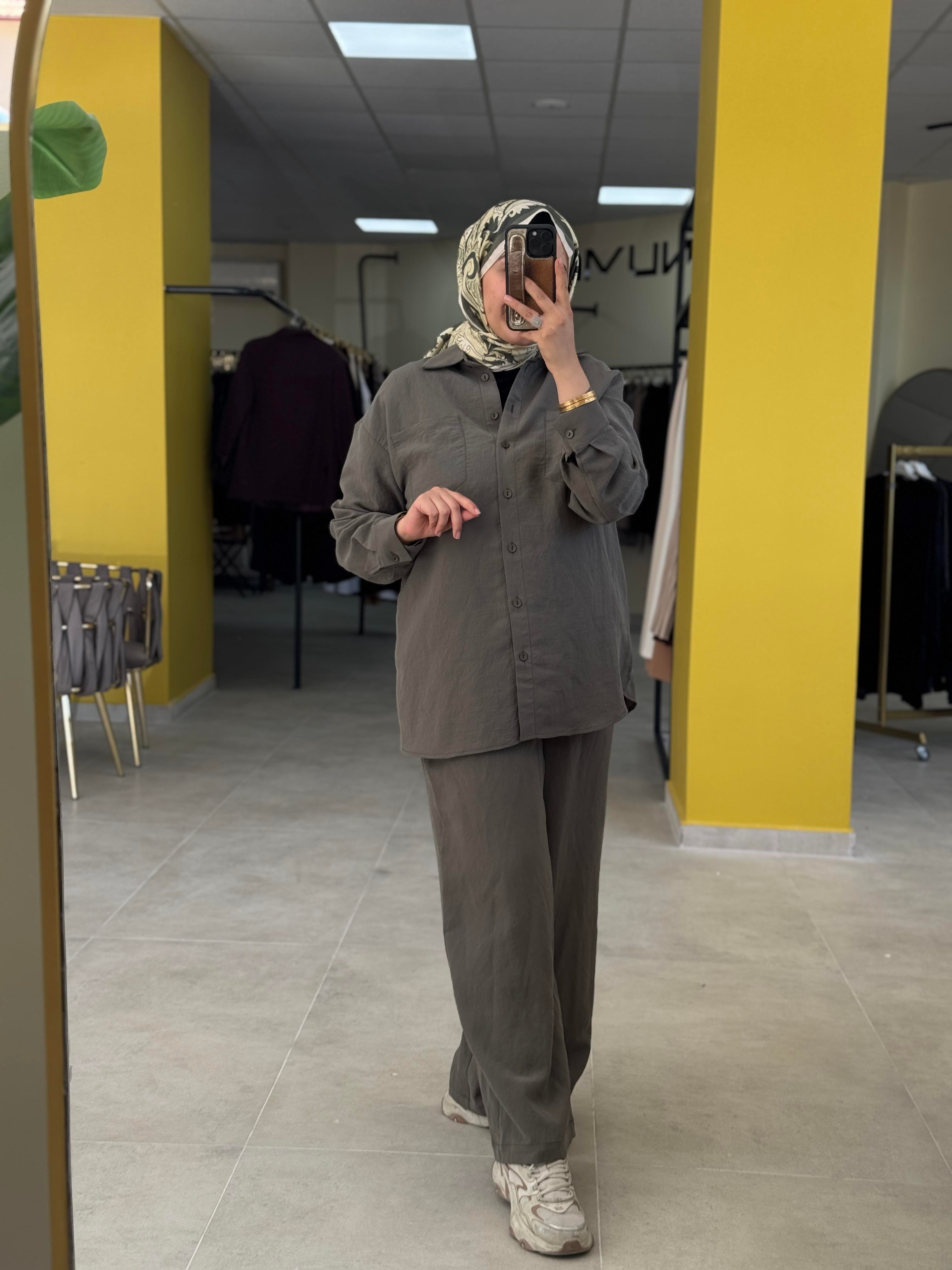 Çizgili Basic Takım Haki