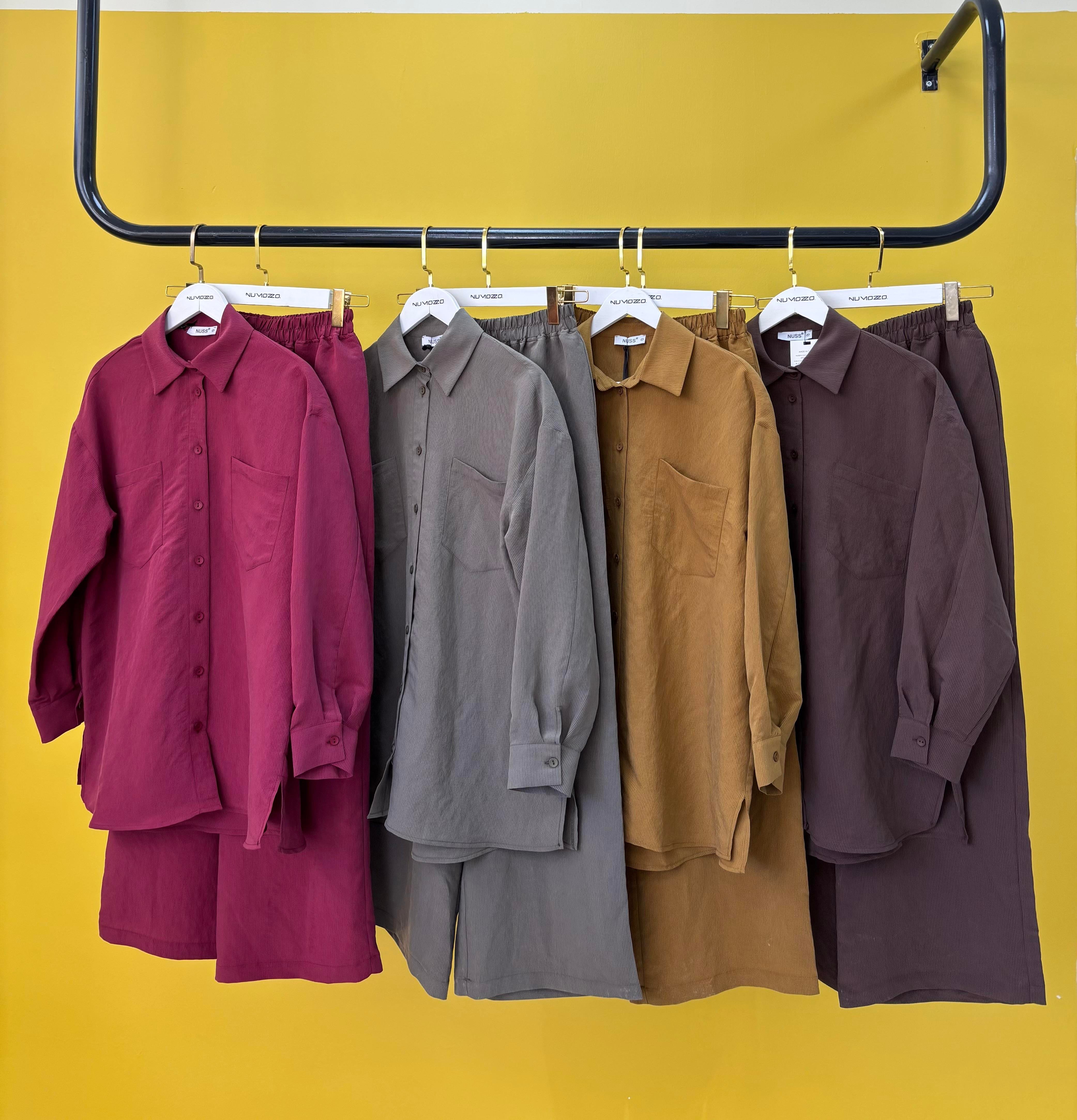 Çizgili Basic Takım Hardal