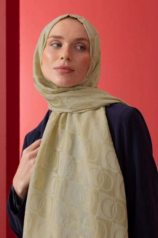 Dama Desen Altın Naia Pamuk Şal