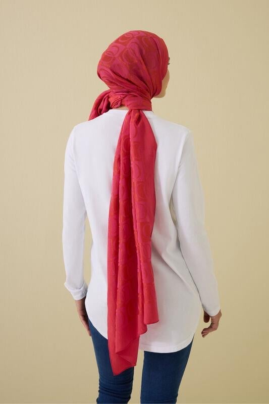 Dama Desen Fuşya Naia Pamuk Şal