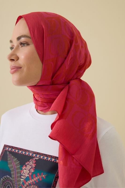 Dama Desen Fuşya Naia Pamuk Şal
