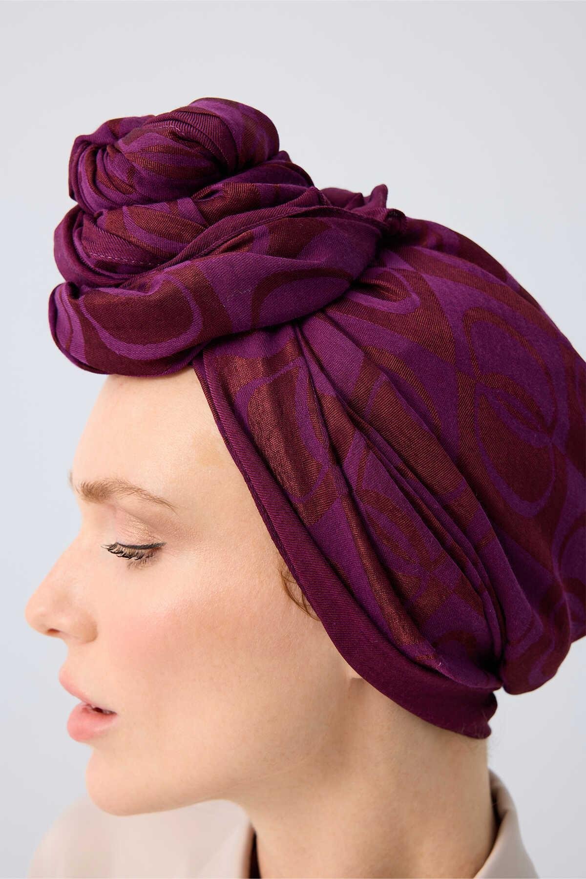 Dama Desen Mürdüm Naia Pamuk Şal