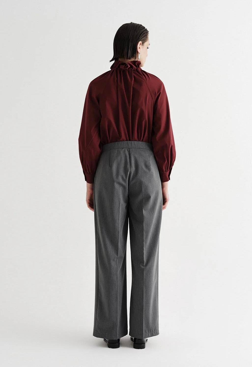 Dökümlü Bol Palazzo Pantolon Gri