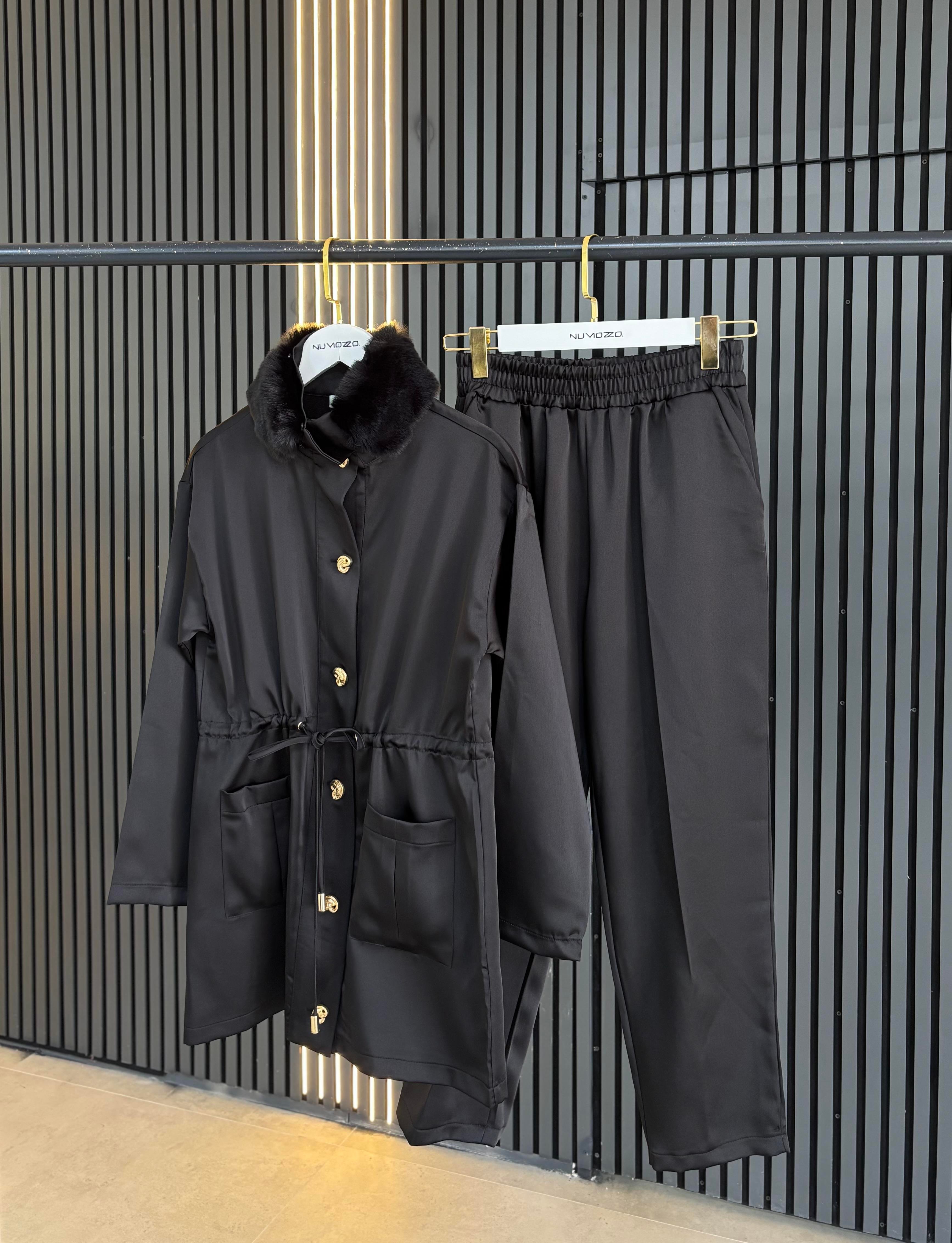 Elegance Kürklü Takım-Siyah