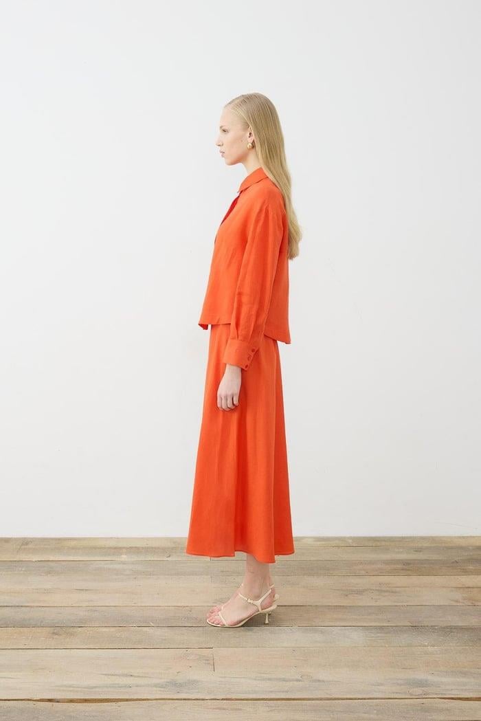 EMMA %100 KETEN VEREV ETEKLİ TAKIM TURUNCU