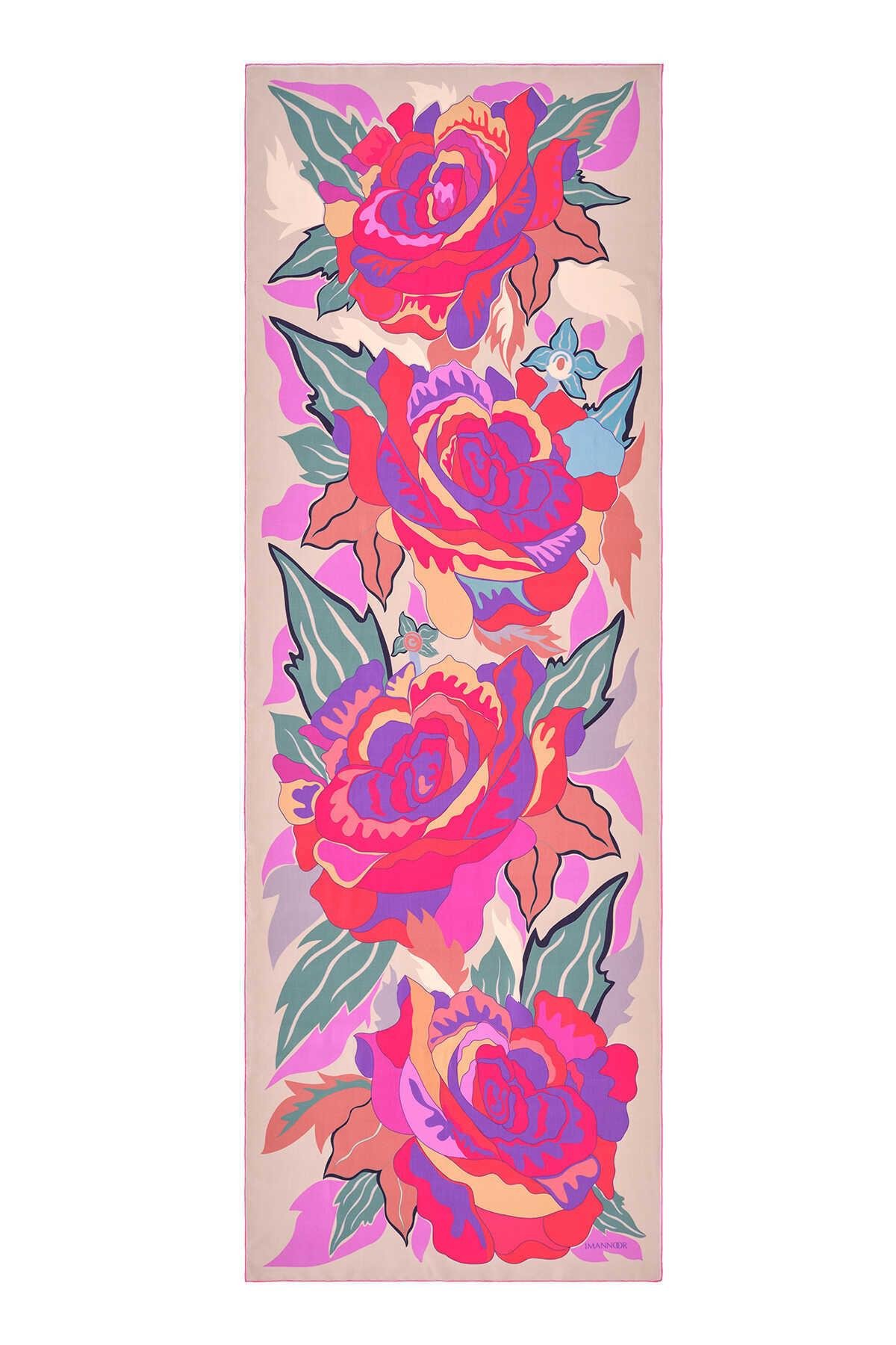 Gülün İsmi Leyla Mercan Floş Viskon Şal 70x200