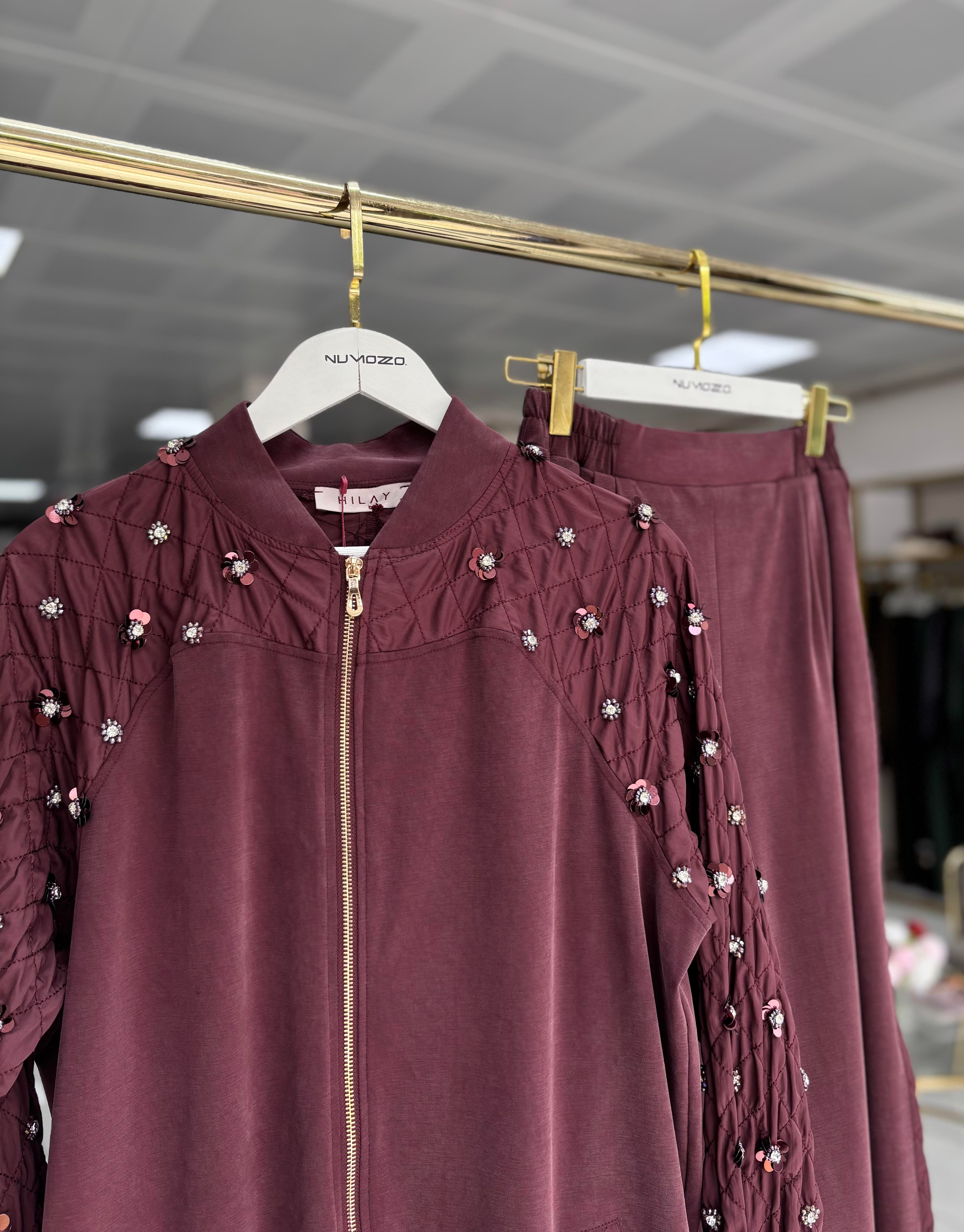 Helen Pantolonlu Takım Mürdüm