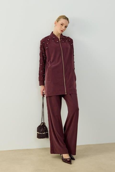 Helen Pantolonlu Takım Mürdüm