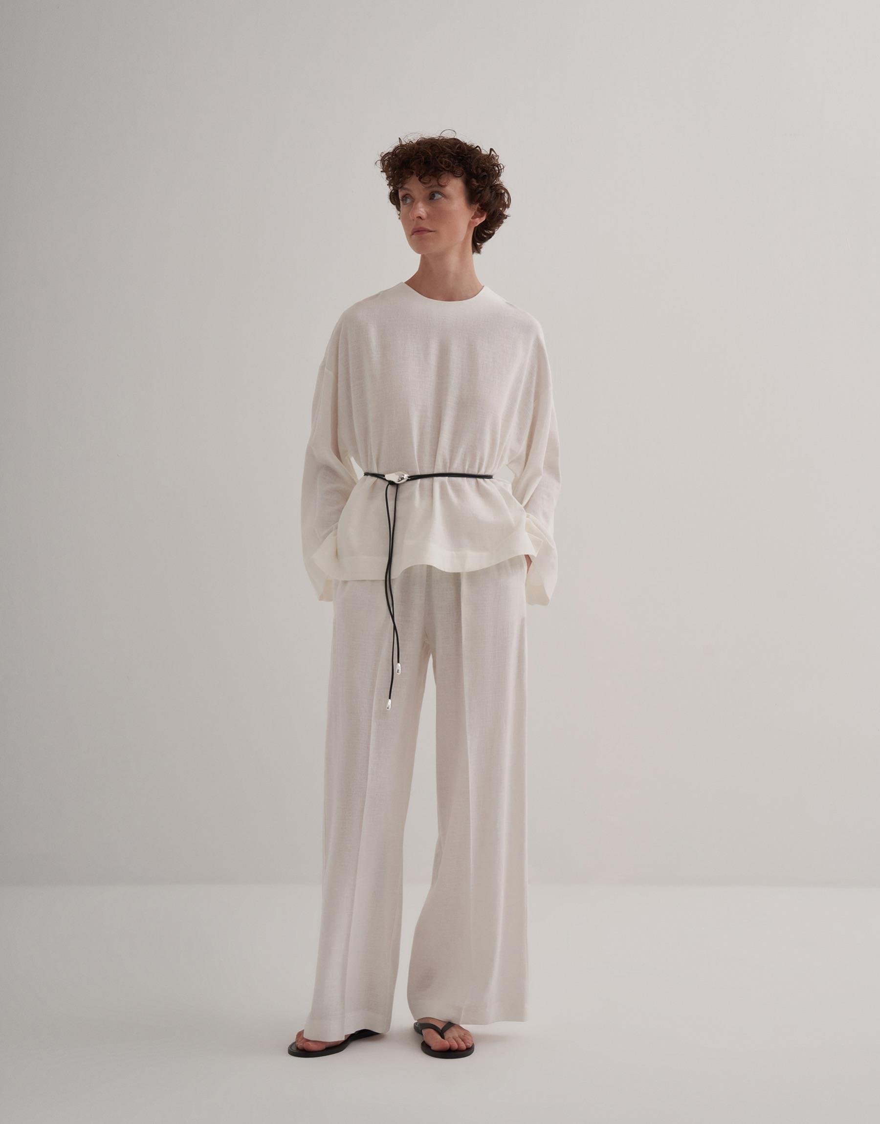 Keten Basic Bluz Ekru