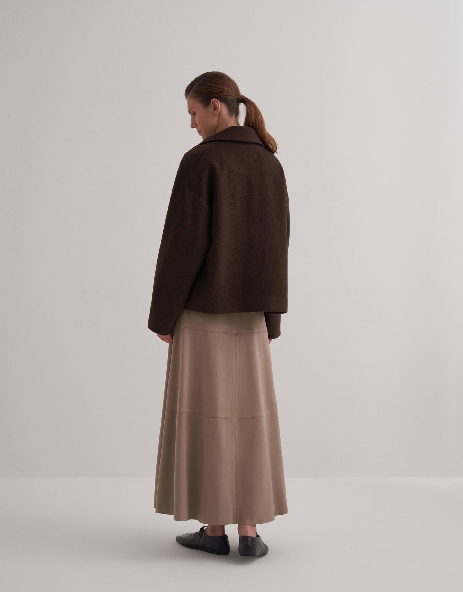 KK Design Cepli Kısa Yün Karışımlı Kaban Kahverengi