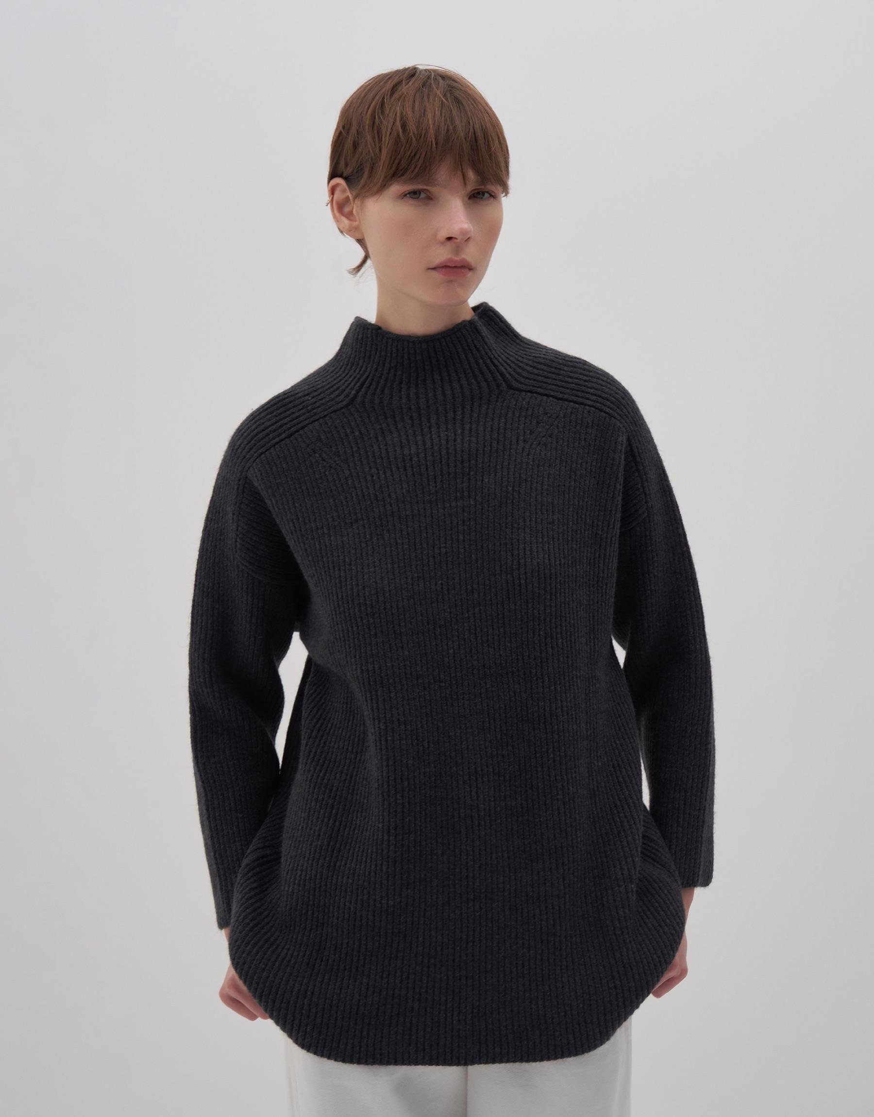 KK Design Dik Yaka Triko Kazak Antrasit 