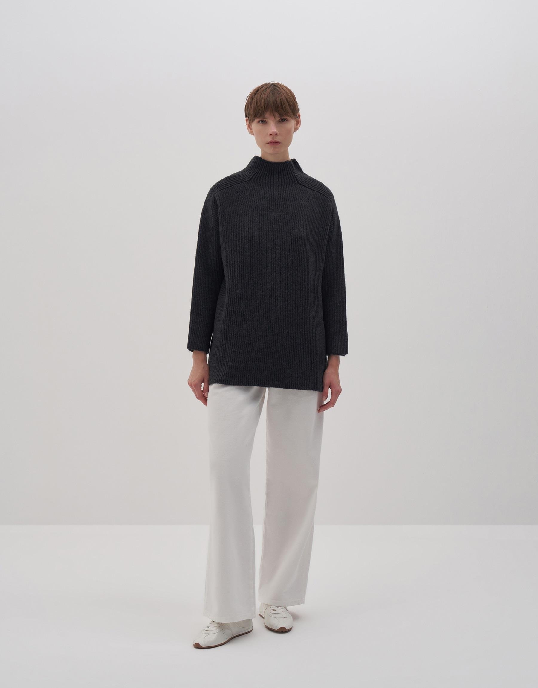 KK Design Dik Yaka Triko Kazak Antrasit 