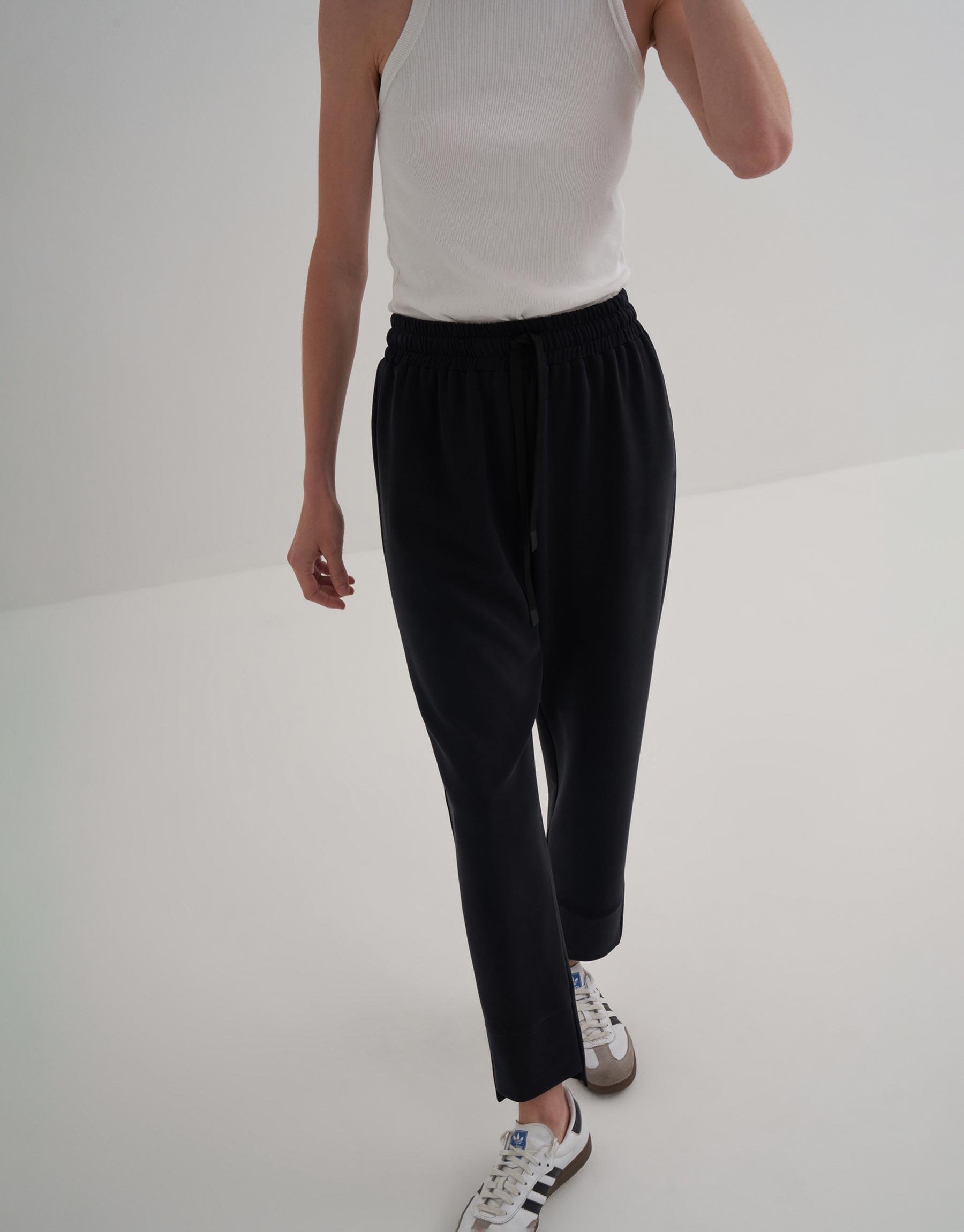 KK Design Modal Paça Detaylı Pantolon Siyah