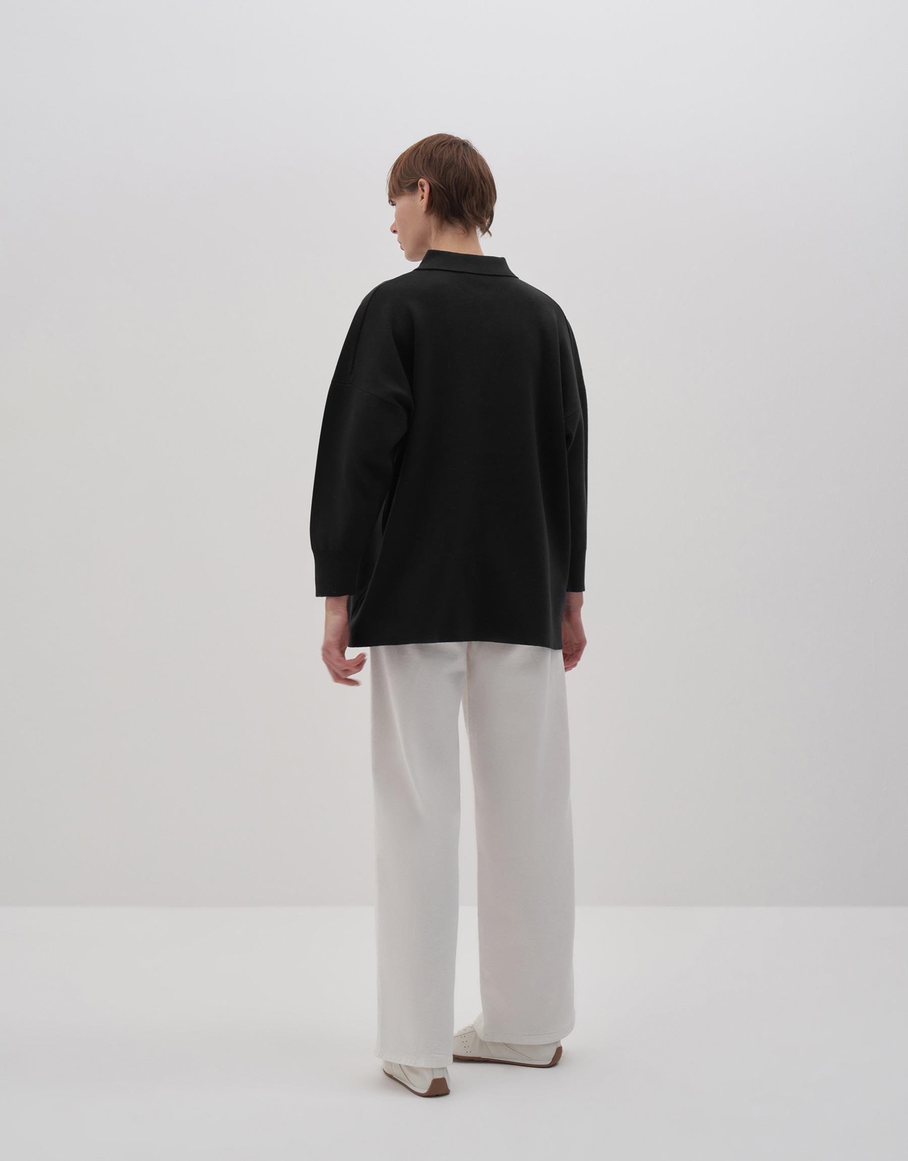 KK Design Pamuk Polo Yaka Triko Kazak Siyah