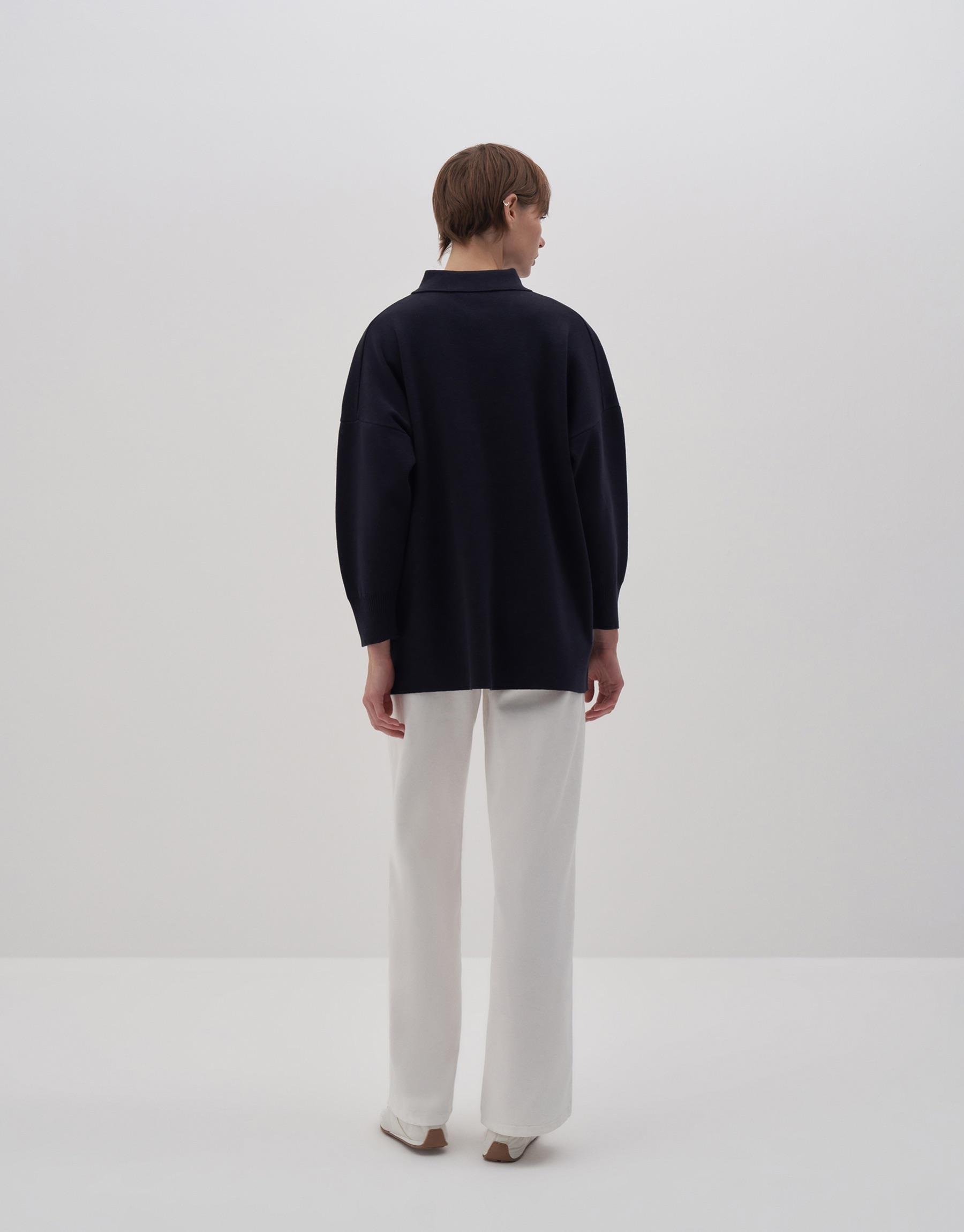 KK Design Pamuk Polo Yaka Triko Kazak Lacivert