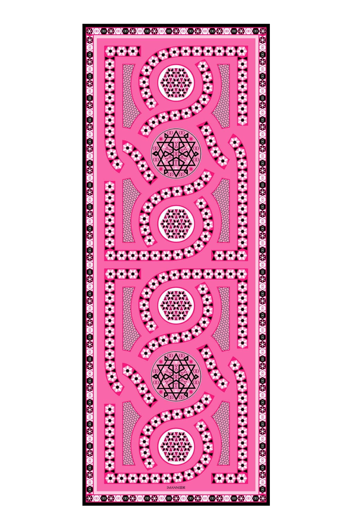 Labirent Pembe Krep İpek Şal 80x210