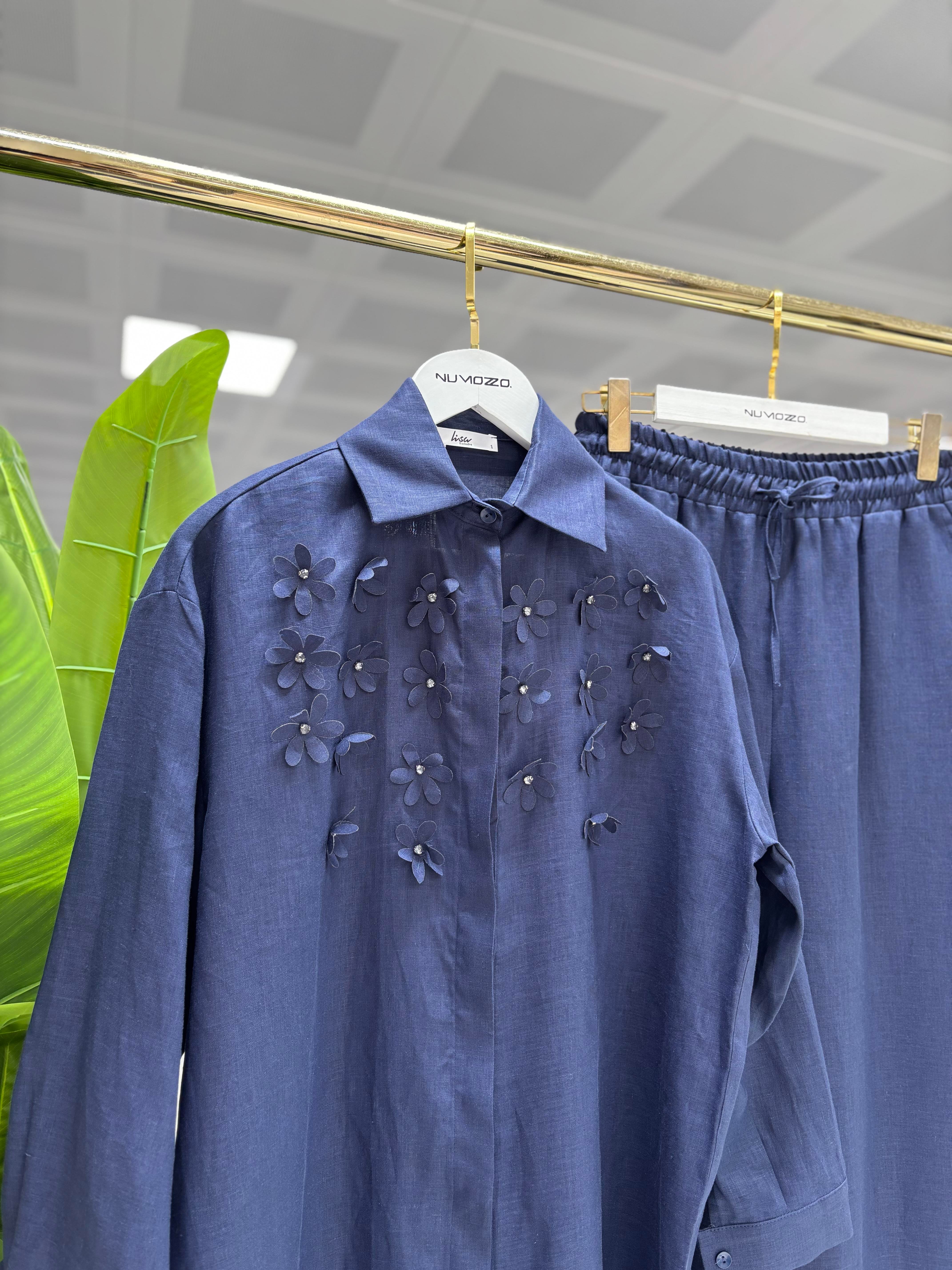 Lisa Exclusive Keten Takım Lacivert