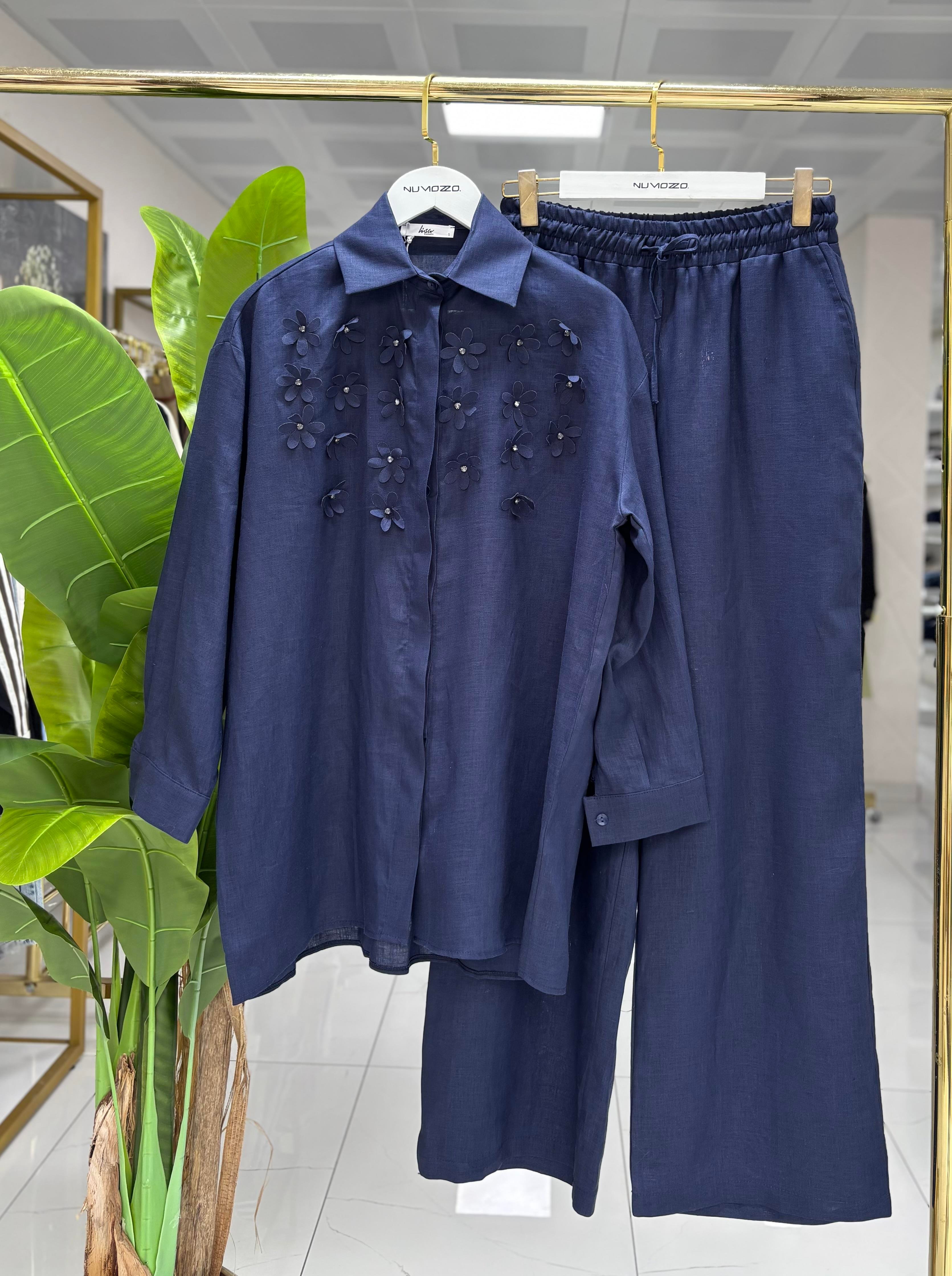 Lisa Exclusive Keten Takım Lacivert