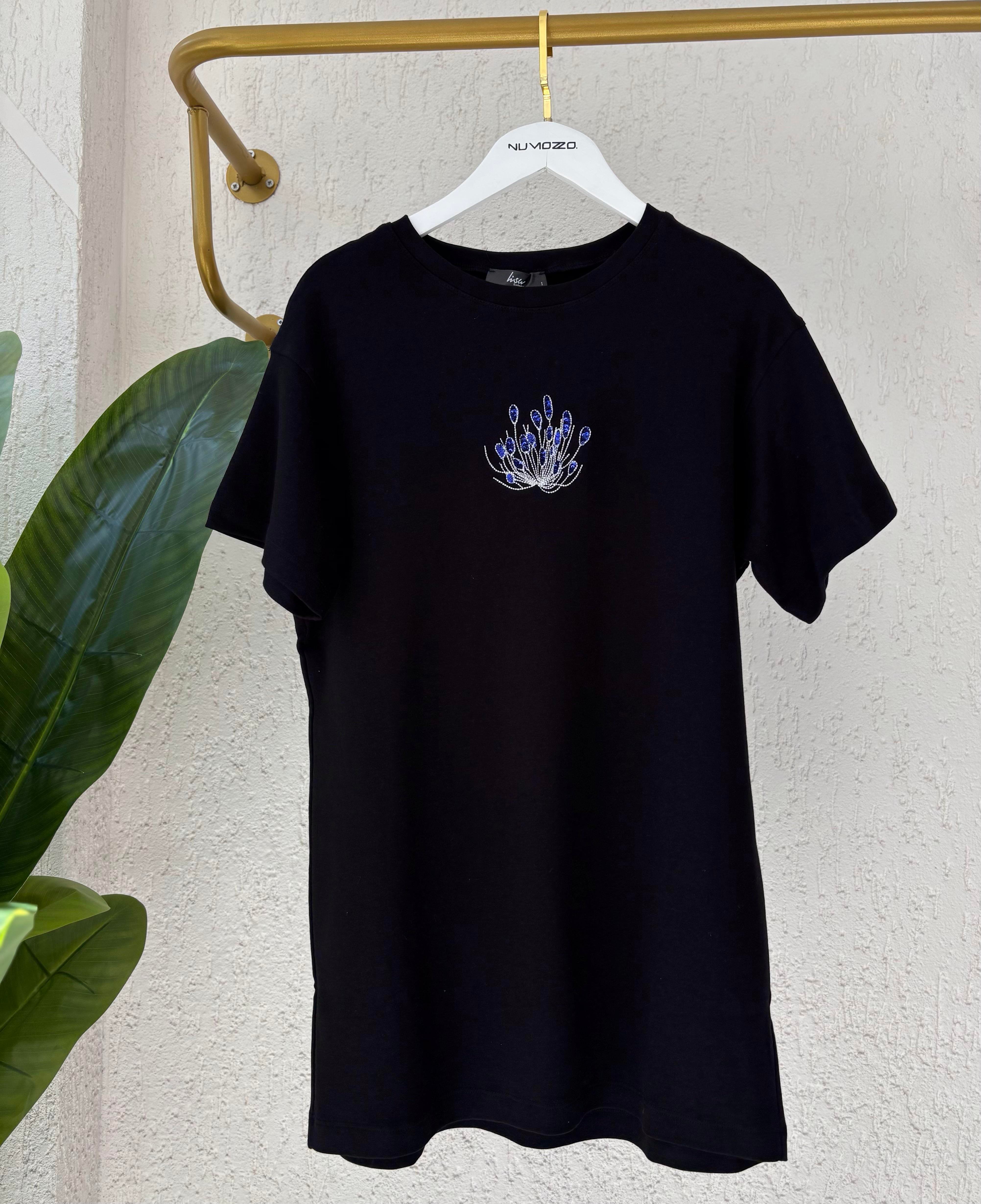 Lisa Exclusive Nakış Detay Tişört Siyah