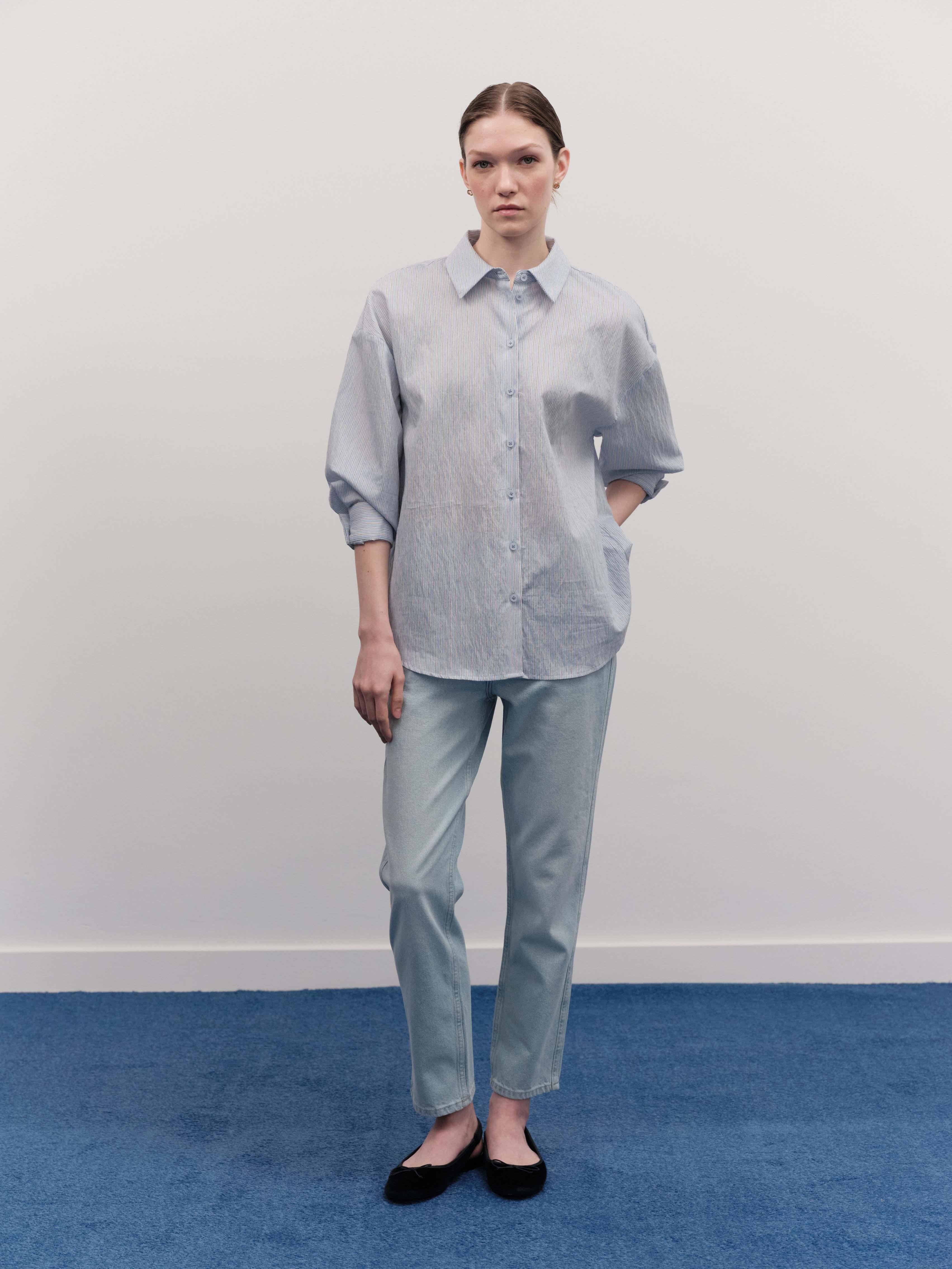 MAYLİ ÇİZGİLİ GÖMLEK