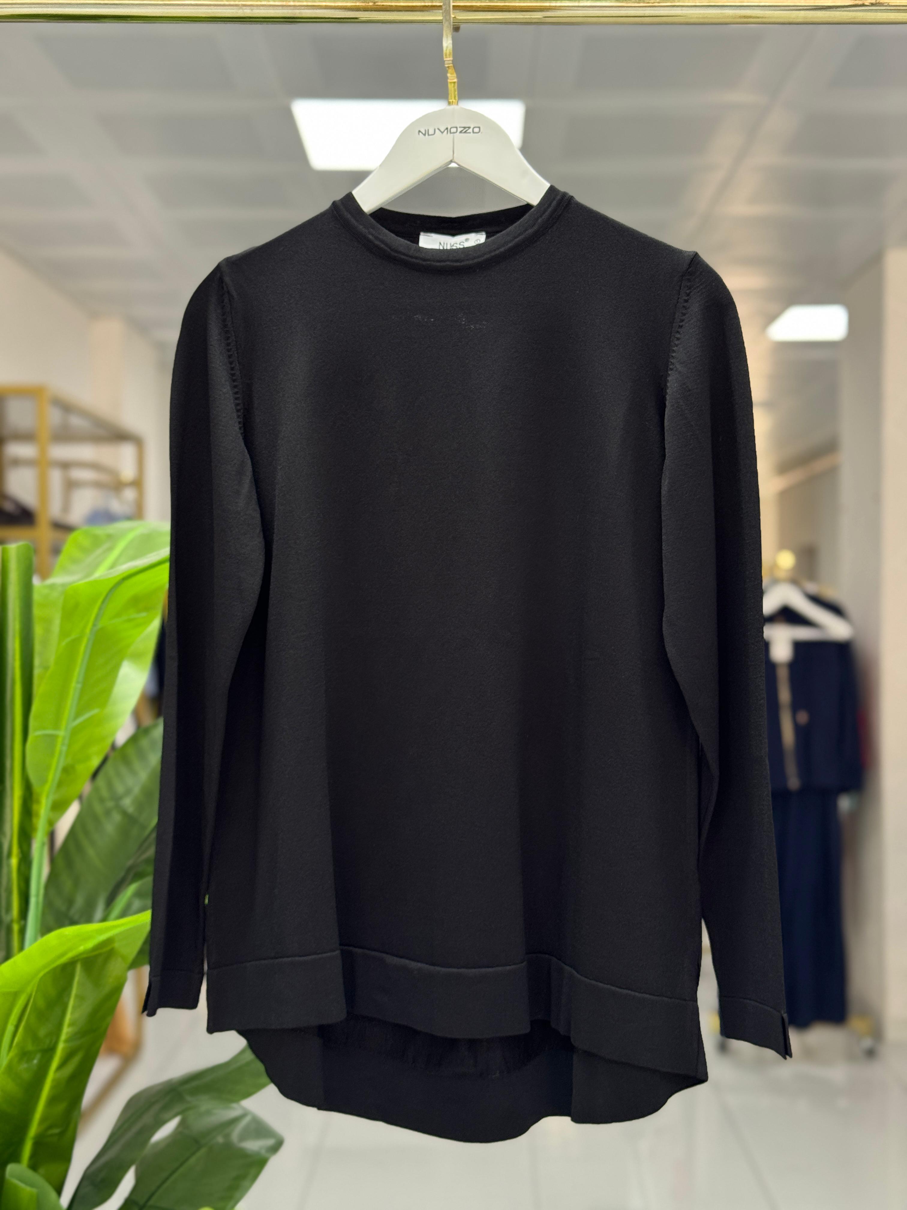 Midi Oval Kesim Tunik Siyah