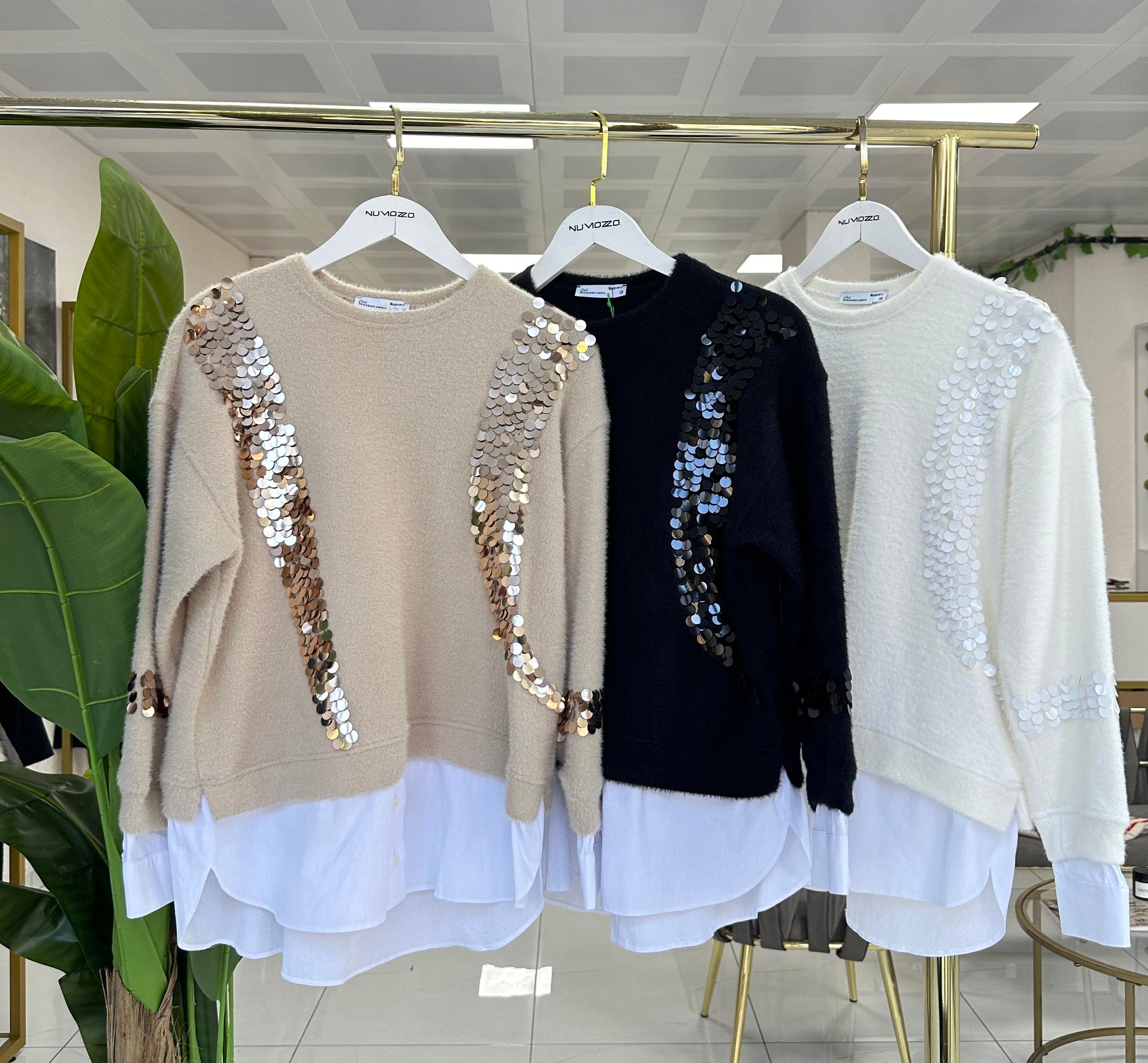 Missemramiss Pullu Gömlek Garni Angora Tunik Bej