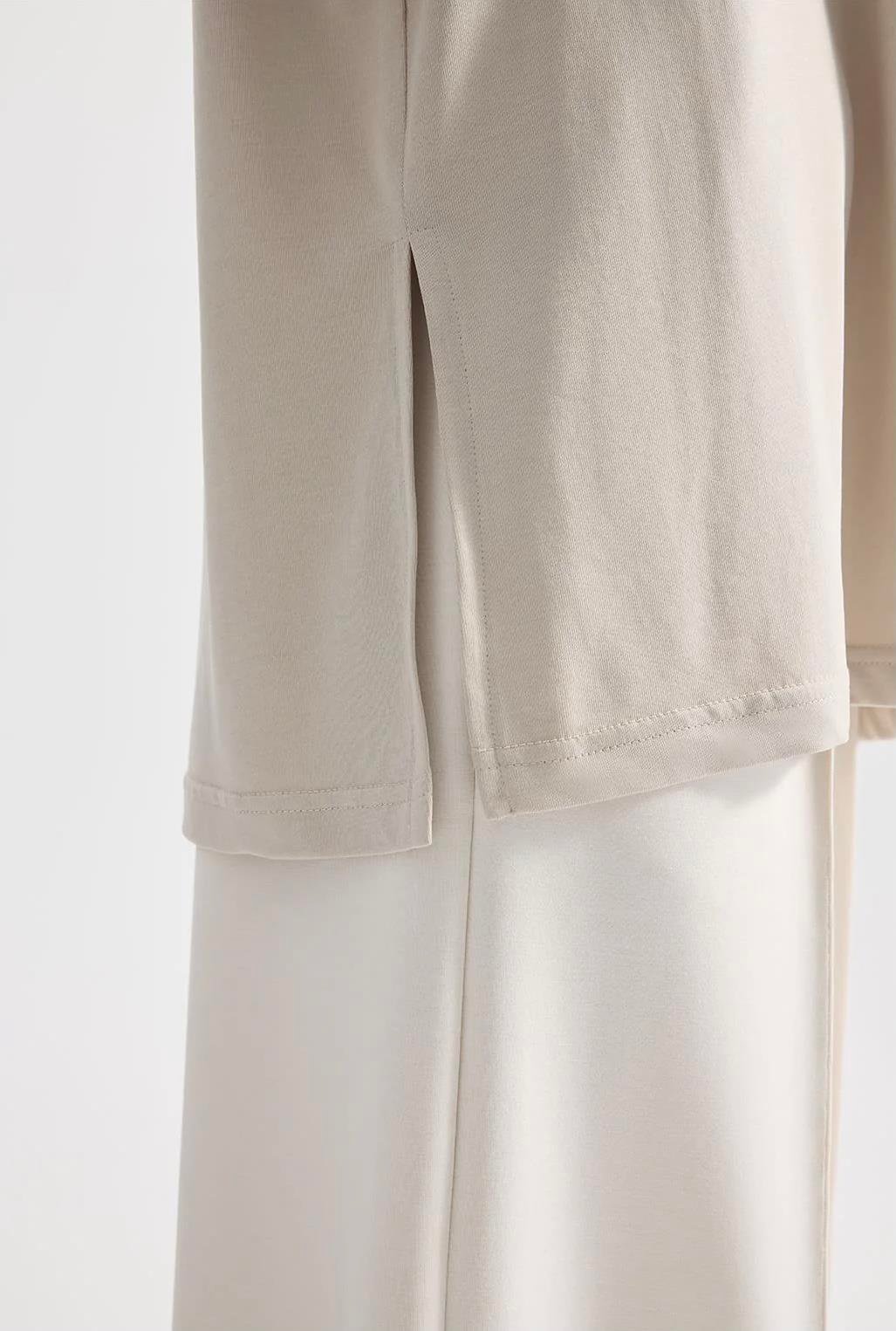 Modal Örme Kısa Kollu T-Shirt Taş