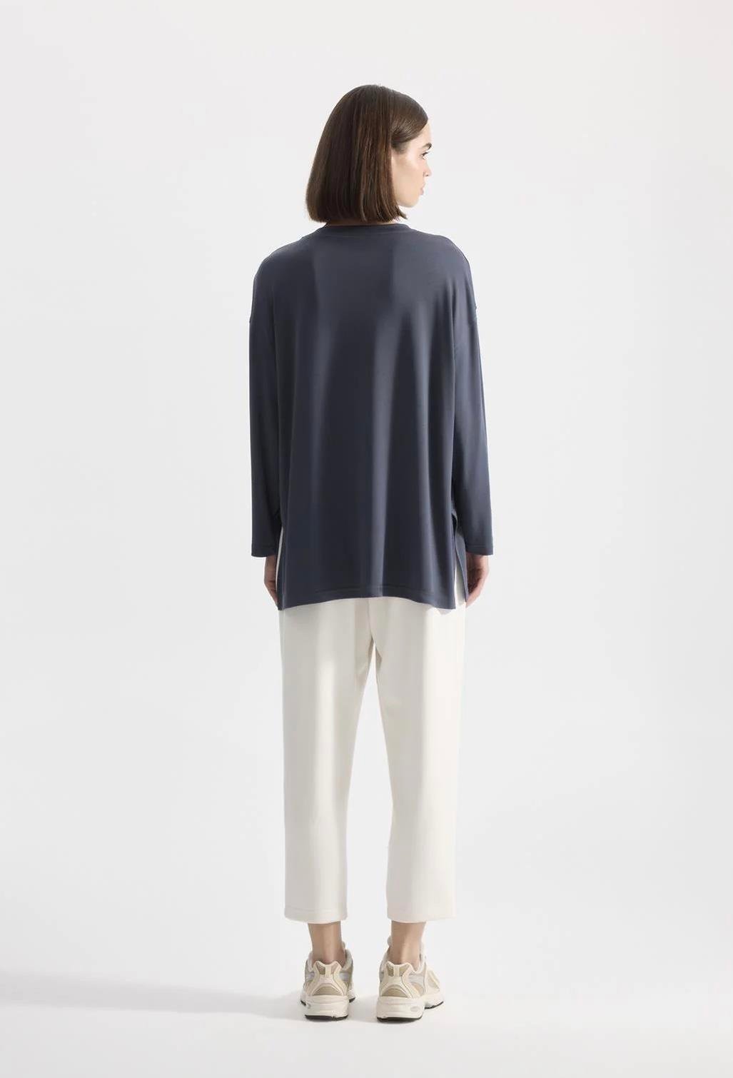 Modal Örme Uzun Kollu T-Shirt Füme