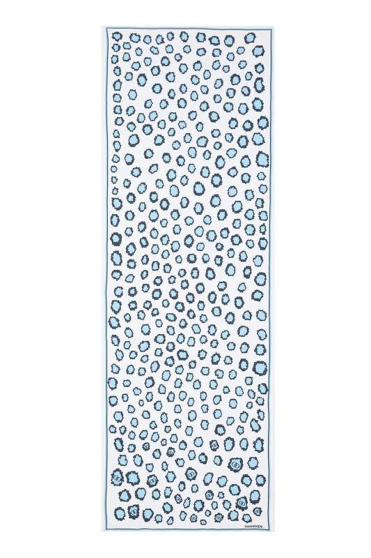 Mozaik Leopar Mavi Floş Viskon Şal 70x200