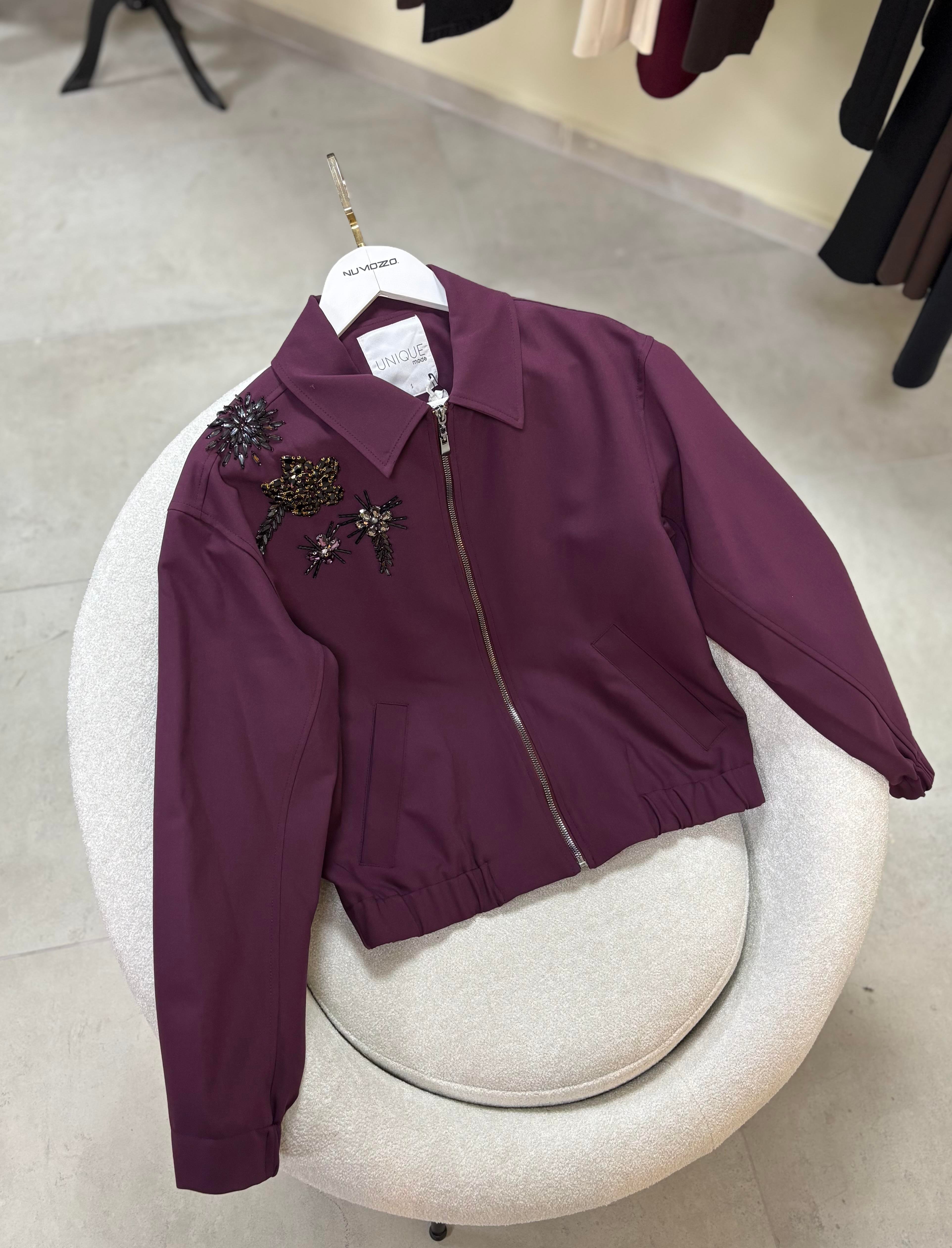 NAKIŞ DETAYLI BOMBER CEKET-MÜRDÜM