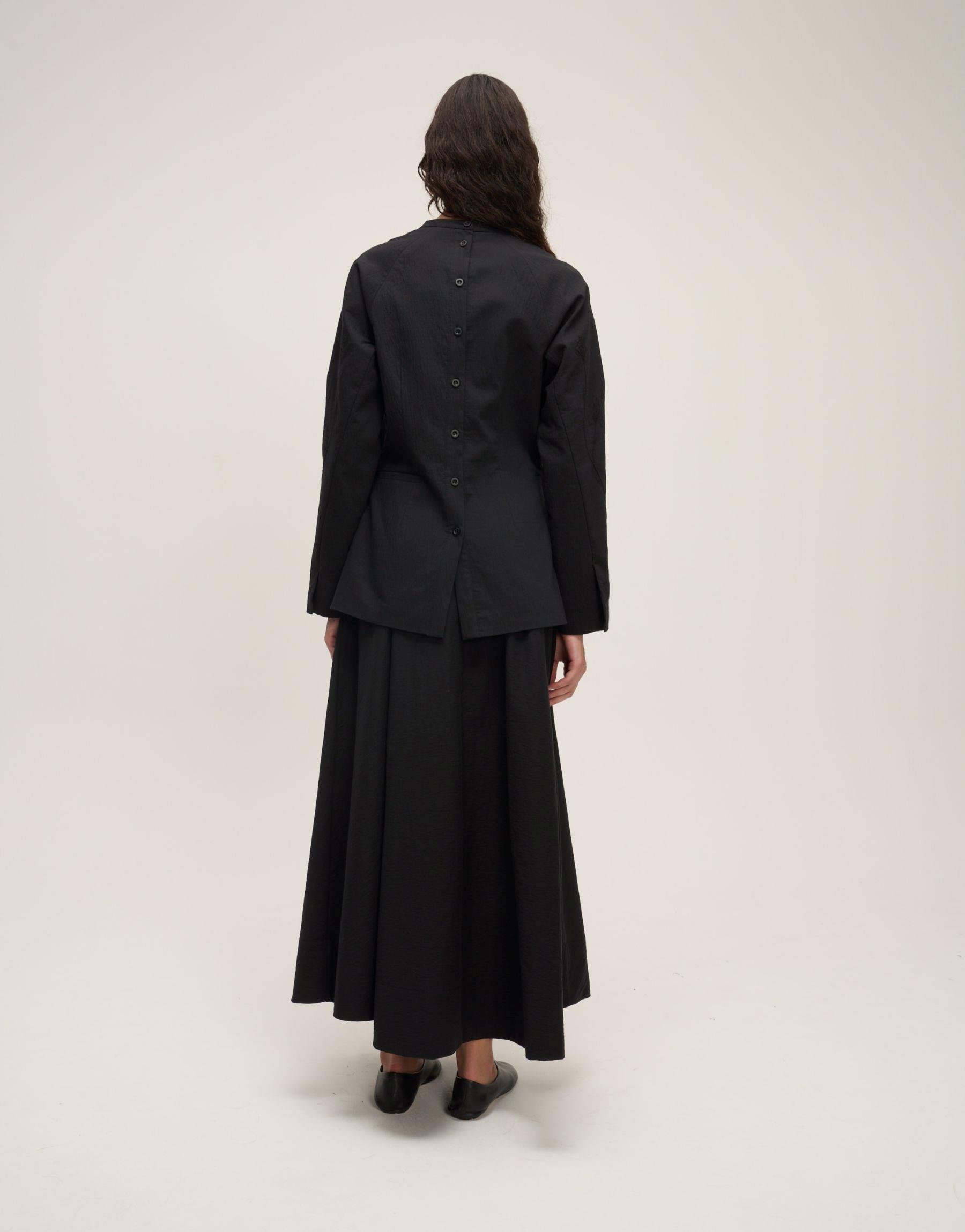 Nakış Detaylı Fit Bluz Siyah