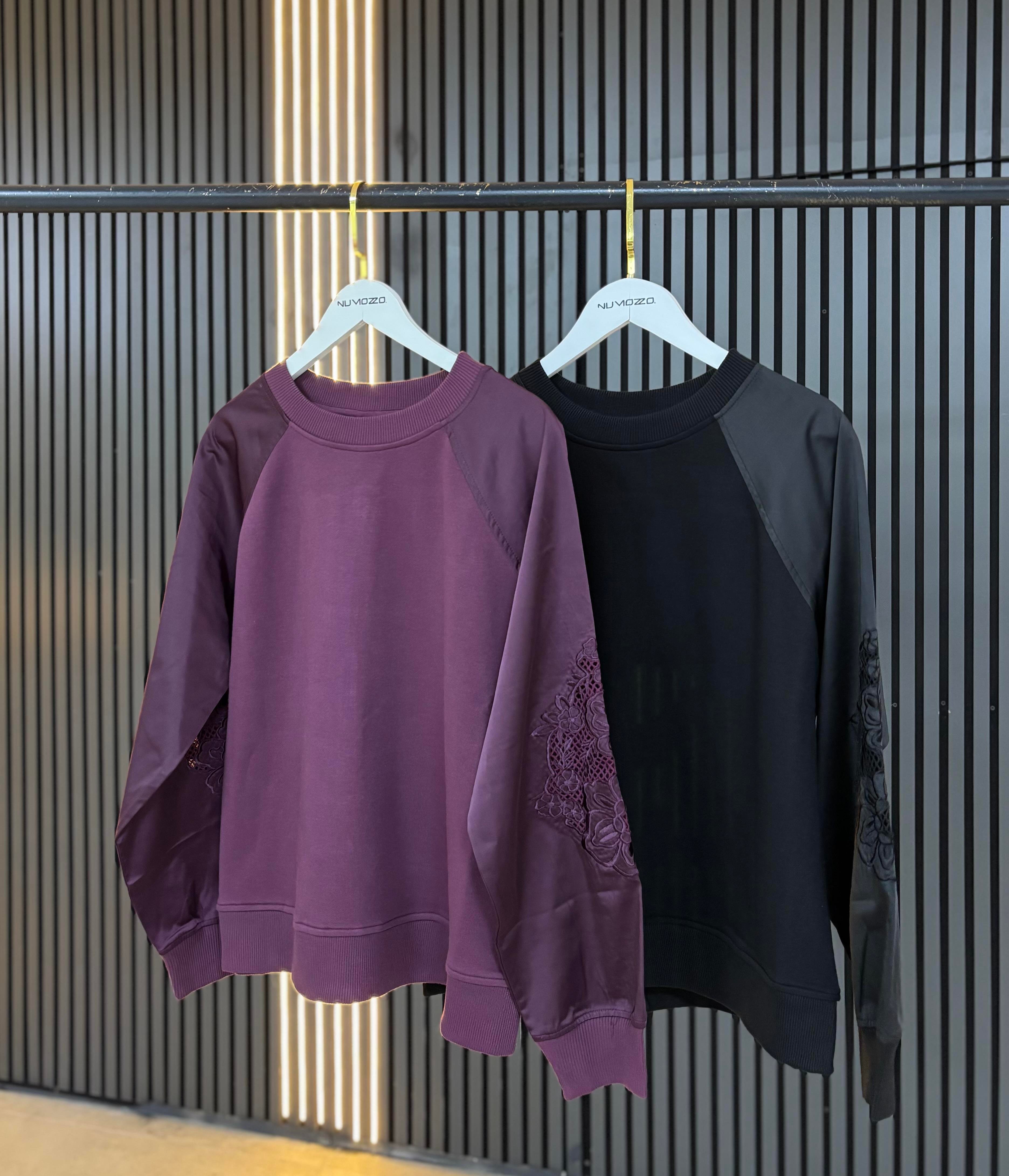 NAKIŞ DETAYLI SWEATSHİRT-MÜRDÜM