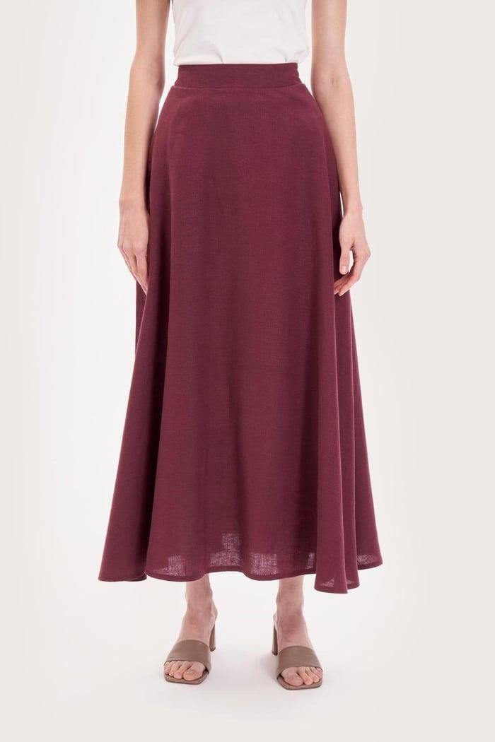 NATURAL %100 KETEN KLOŞ ETEK BORDO